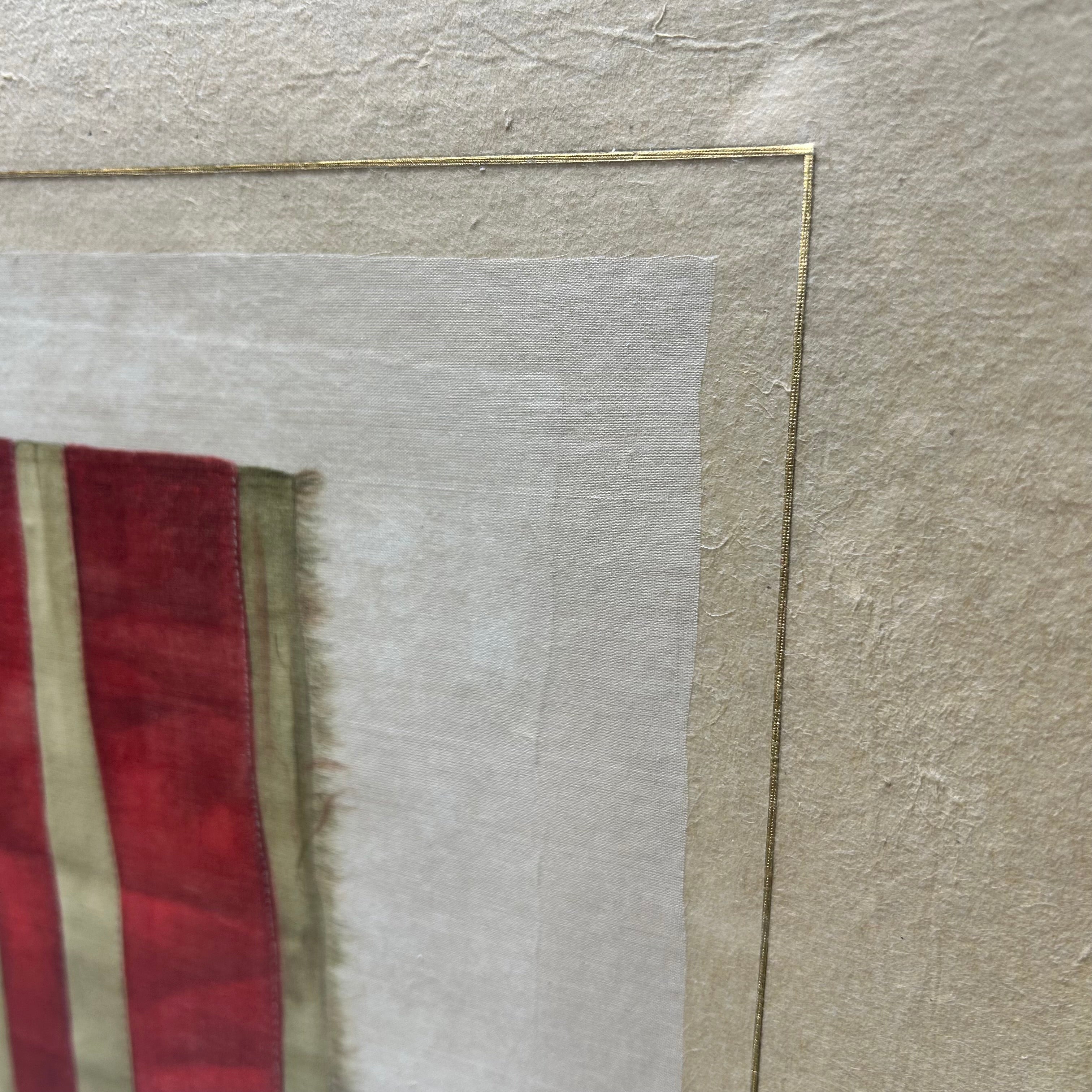 1943 L.R Laffitte French Flag Water Color On Silk 42.5"x 29.5"