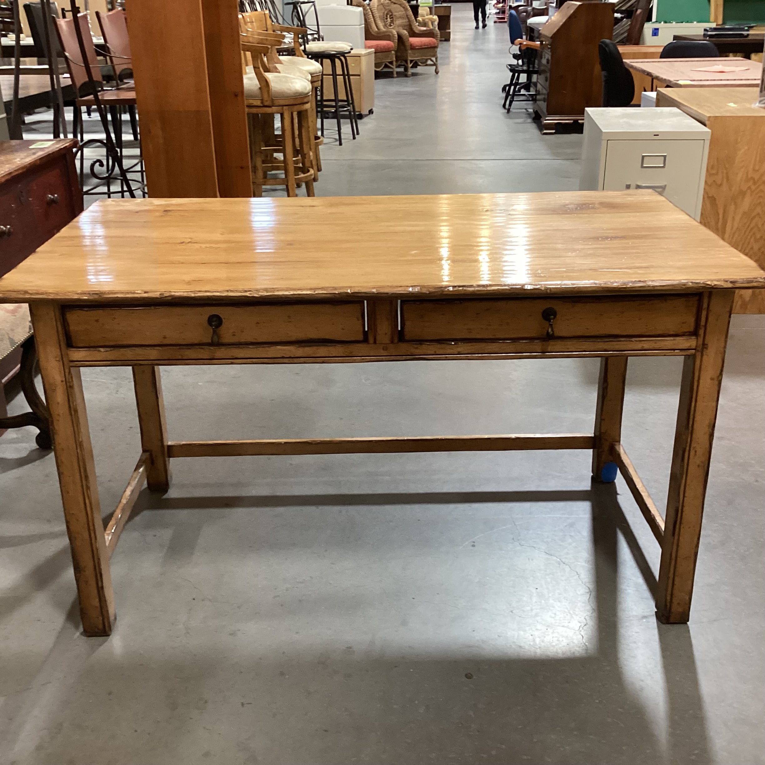 Woodland Furniture Light Distressed Finished 2 Drawer Desk 54"x 29.5"x 30.5"