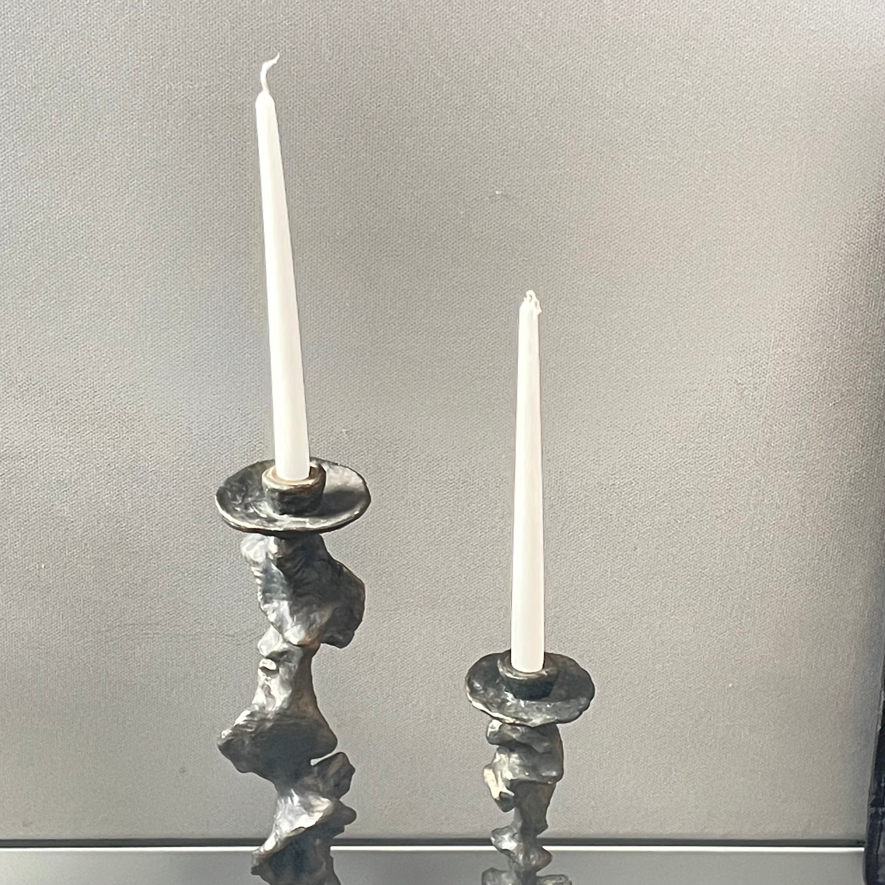Oly Studio Klem Resin Bronze Finish Candlesticks, Pair
