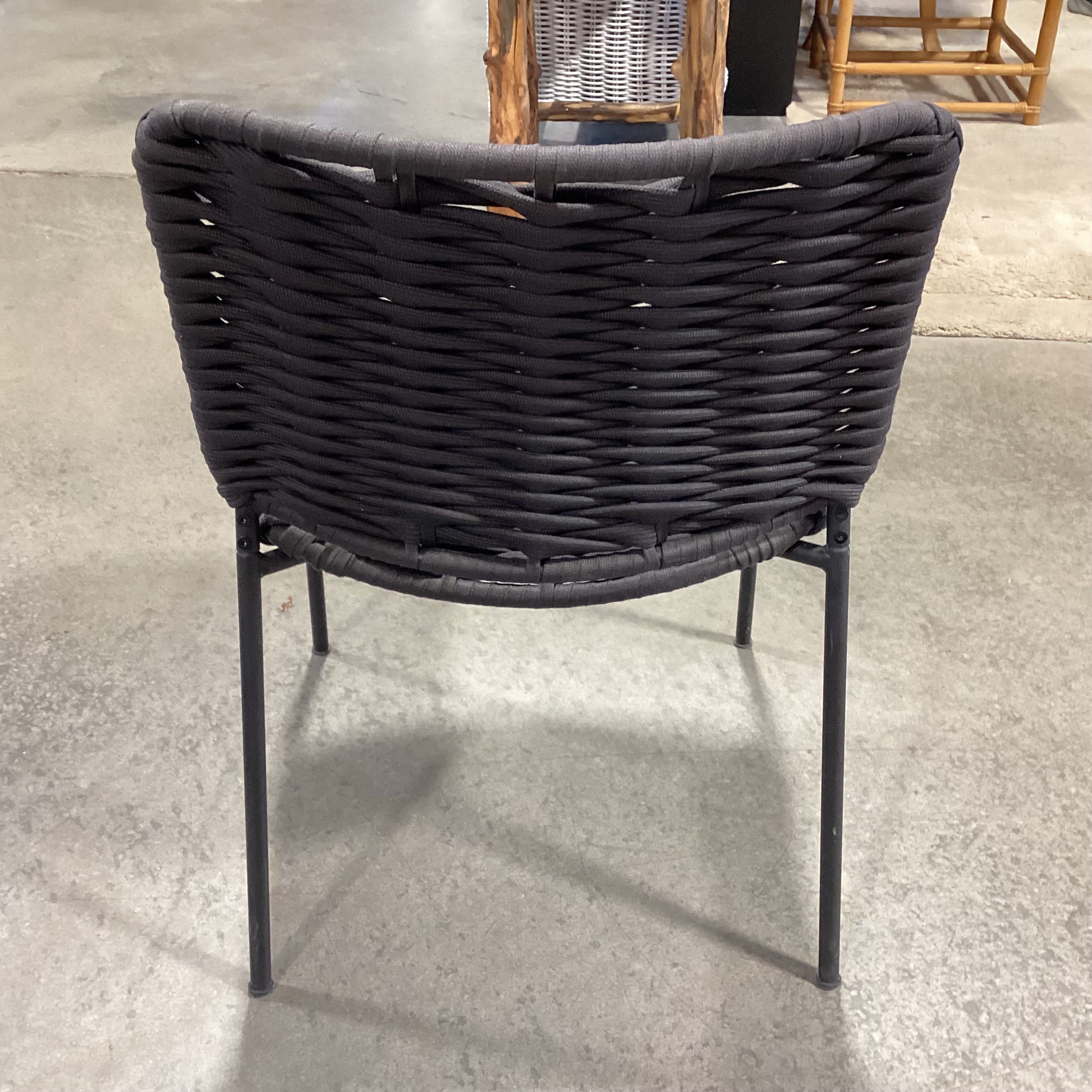 Ikea Tegelon Indoor Outdoor Dark Grey Braided Rope Woven & Metal Dining Chair 21"x 20"x 32"