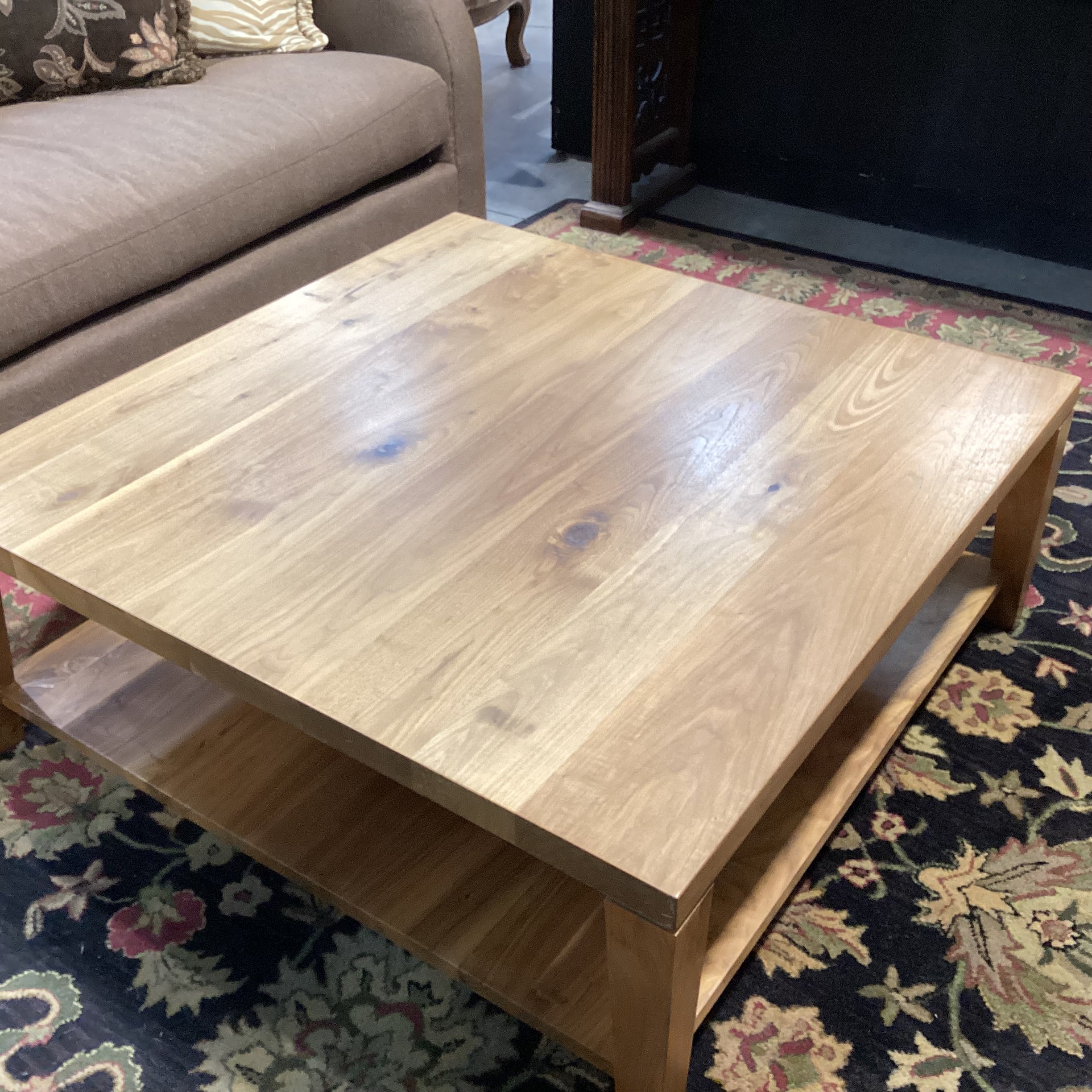 Solid Walnut with Bottom Shelf Coffee Table 42"x 42"x 16"