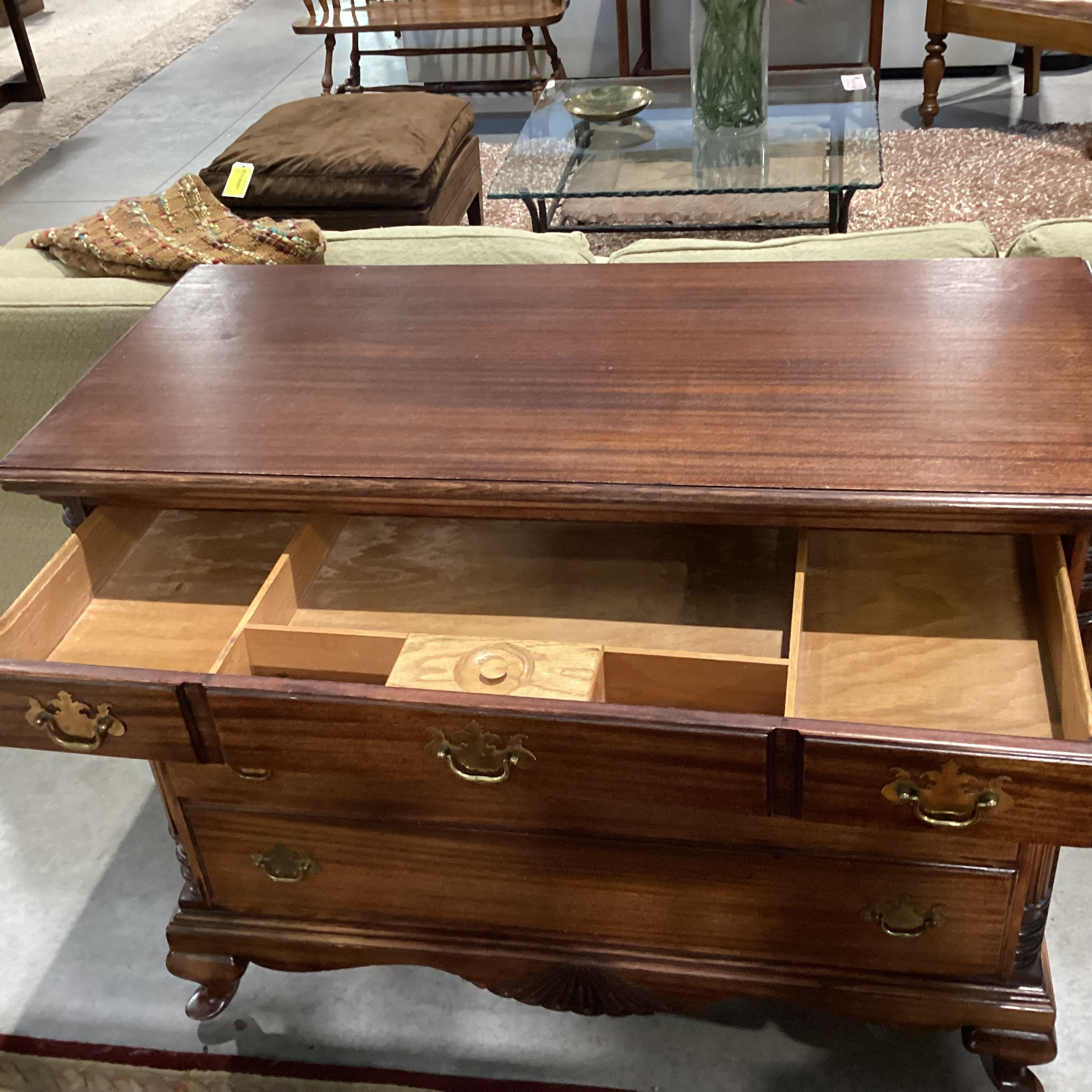 Antique Finished Mahogany 4 Drawer Chest 45"x 21"x 36"