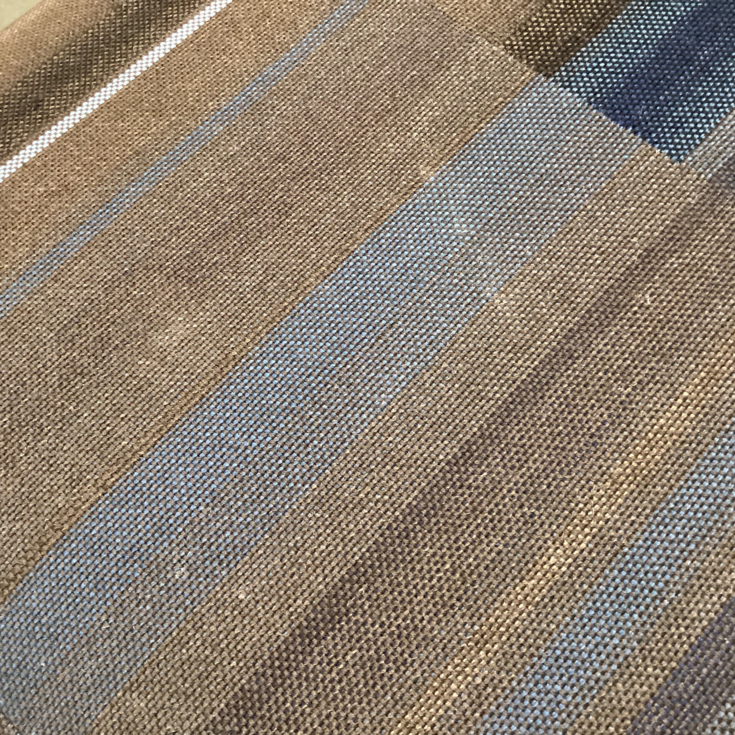 Custom Brown Taupe & Blues Woven Modern Cocktail Ottoman 61"x 37"x 17"