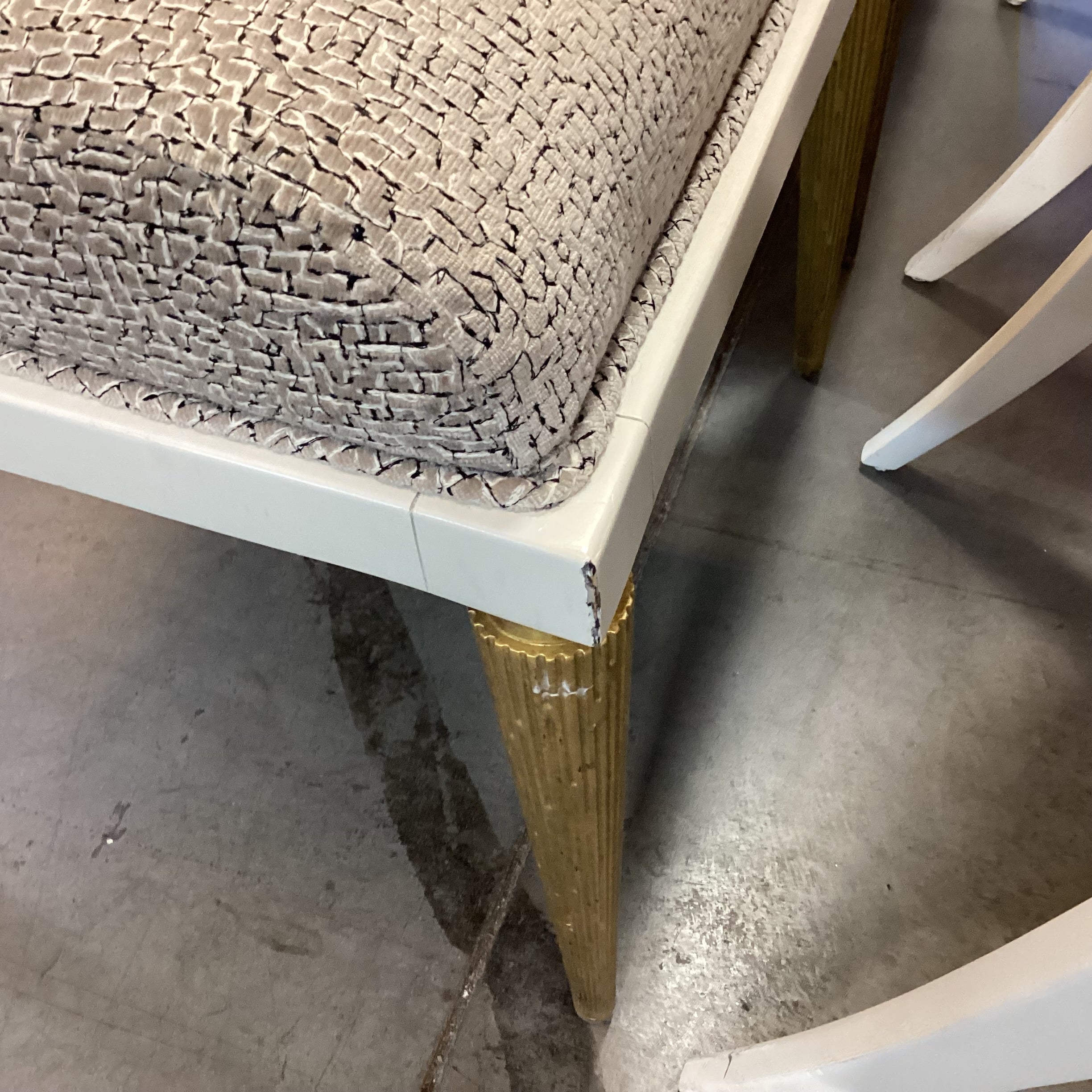 SET of 8 Jean Louis Denoit for Baker Taupe Cream Black Raised Chenille Woven & Cream Gold Wood Jasper Dining Chairs 23"x 28"x 42"
