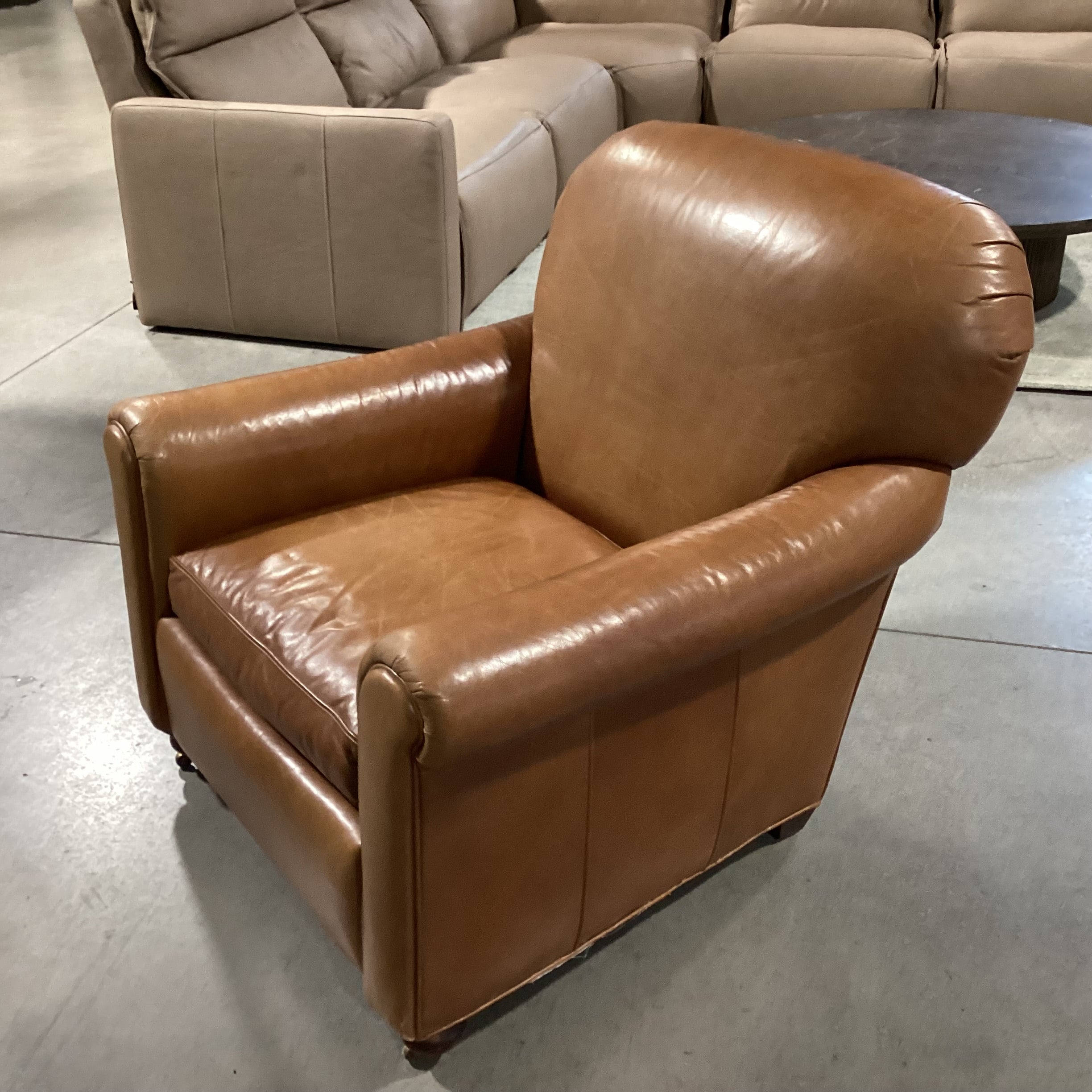 Lee Industries Leather with Front Casters Club Chair 36"x 38"x 35"