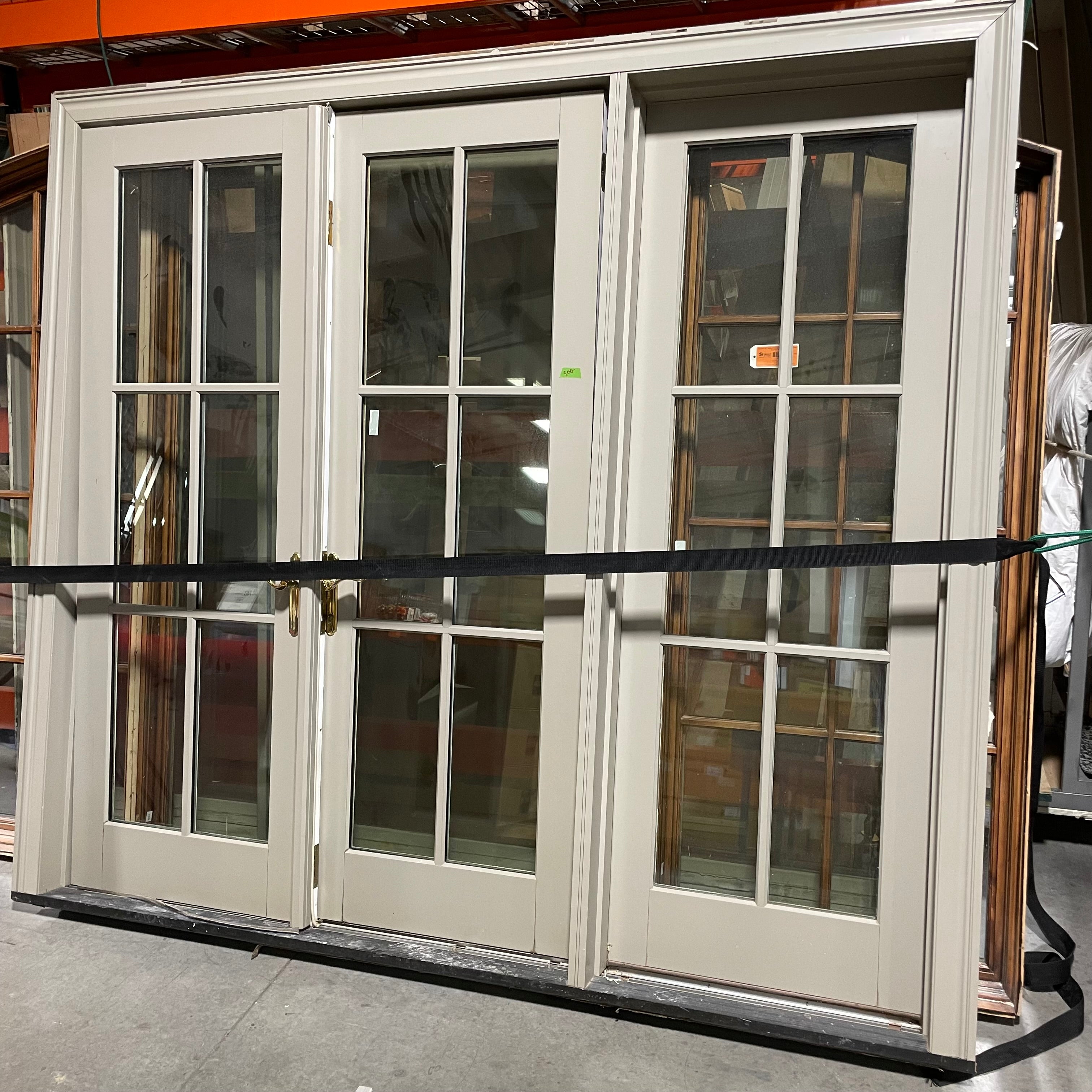 93"x 86.5"x 7" Rough Opening Tan Metal Clad French Door with Side Light with Jamb