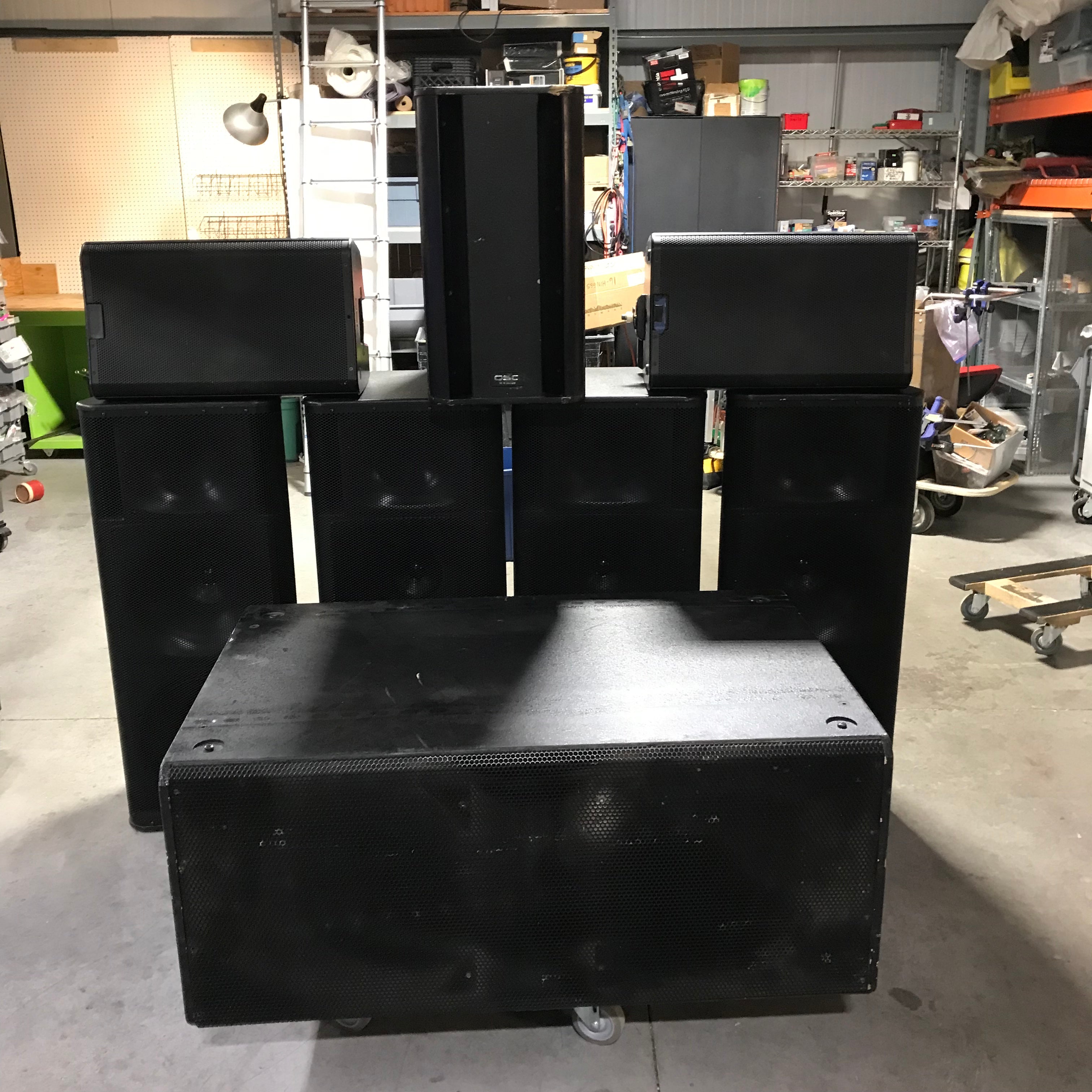 Club Set / QSC Dual 18" GP218-SW SUB / 2- QSC K12.2 2 kw Active Speaker / QSC KSUB 1 kw Active Speaker / 4 - QSC KW 153 1kw Active Speakers