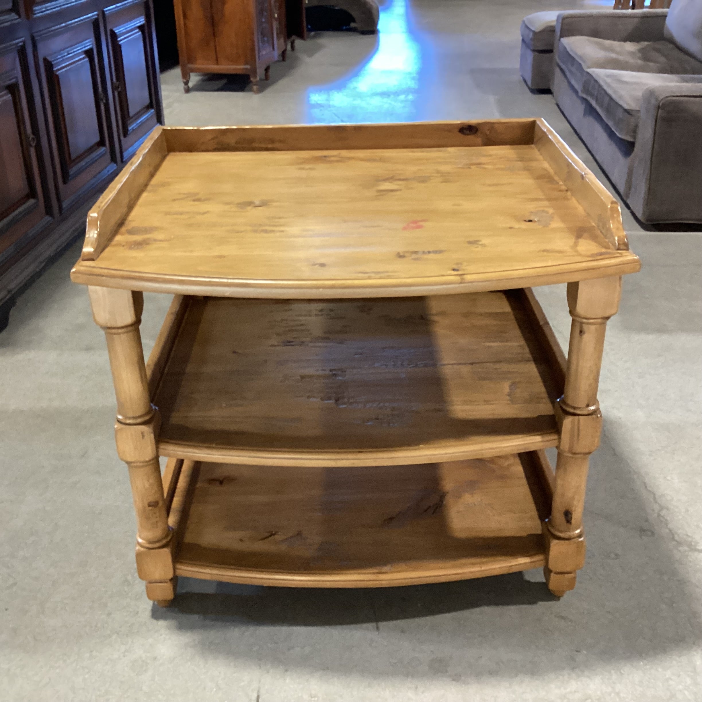 Distressed Finished Wood 3 Tiered End Table 32"x 26"x 28"