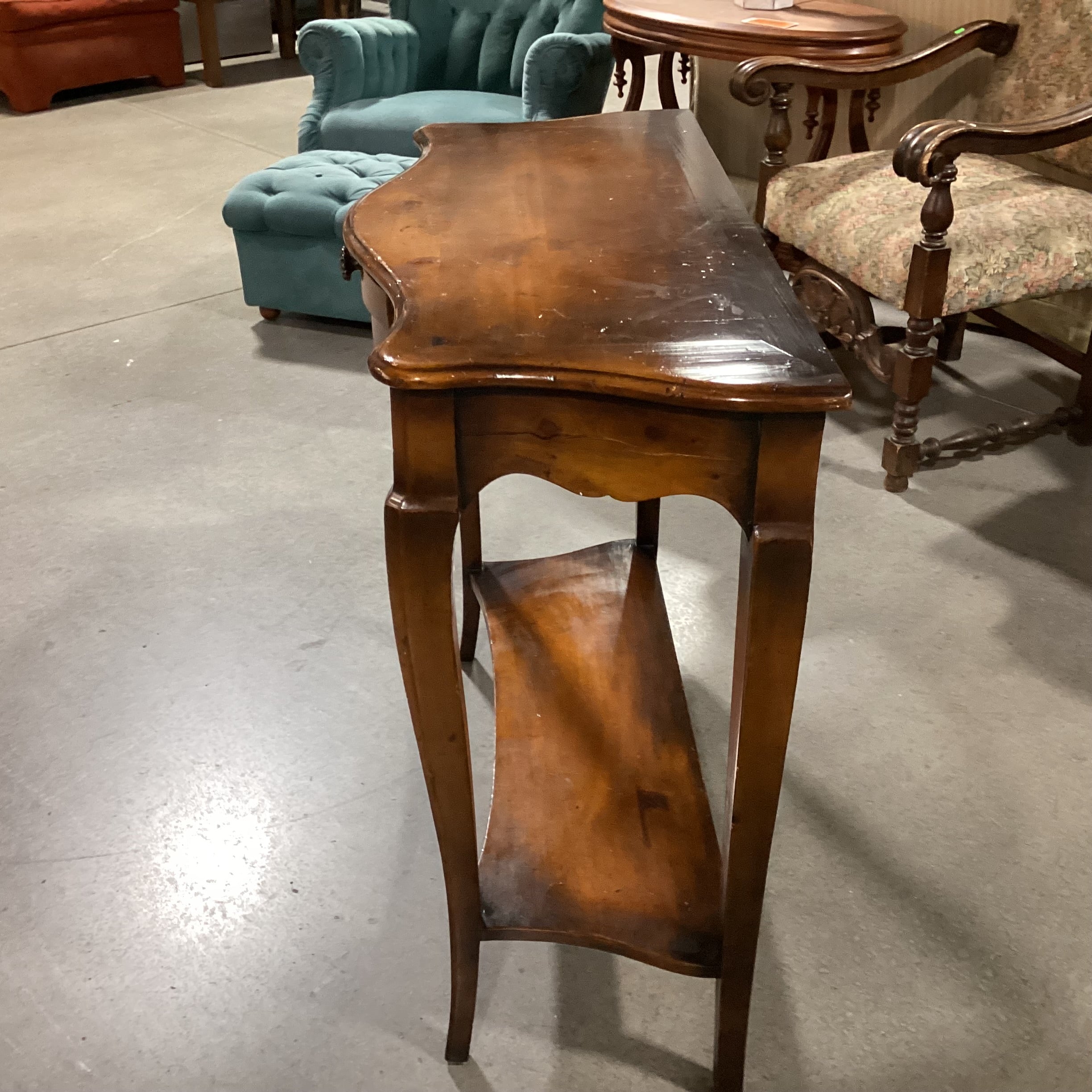 Carved Distressed Finish 1 Drawer with Bottom Shelf Sofa Table 38"x 17"x 33"
