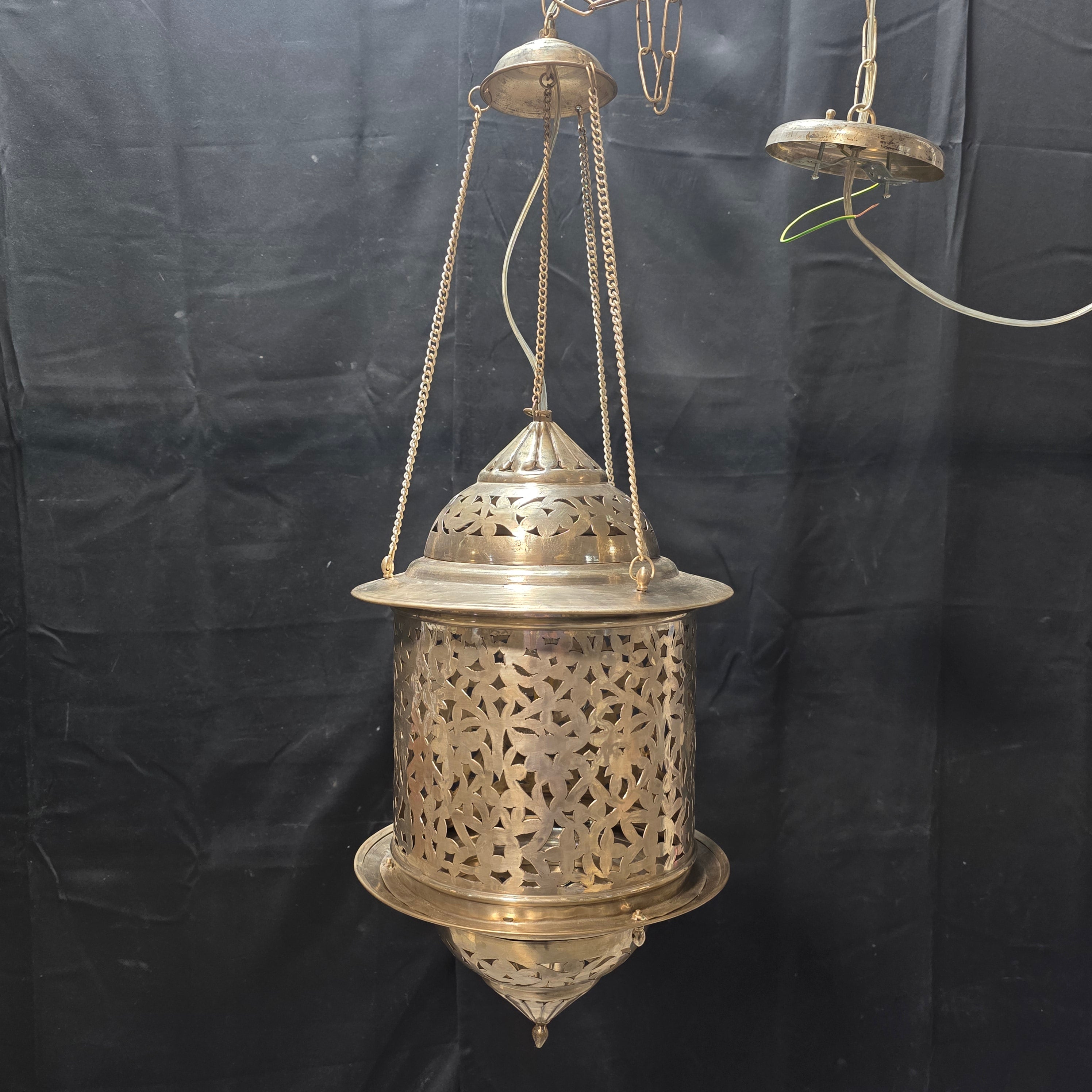 Brushed Metal Moroccan Style Hanging Pendant Light 13"Dx30"