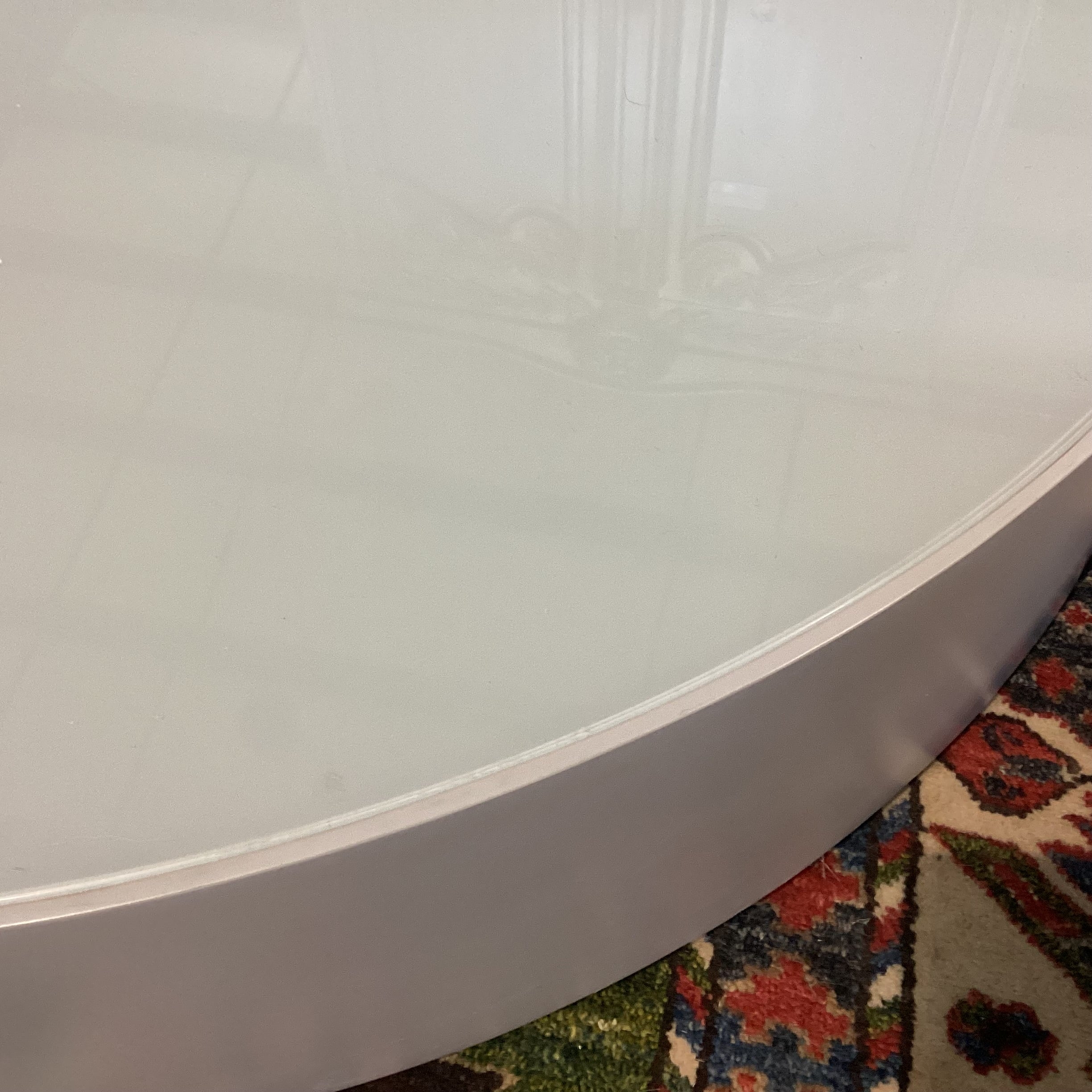 Modern Grey Lacquer & Glass Top Double Nesting Circles Coffee Table 67"x 43.5"x 12"