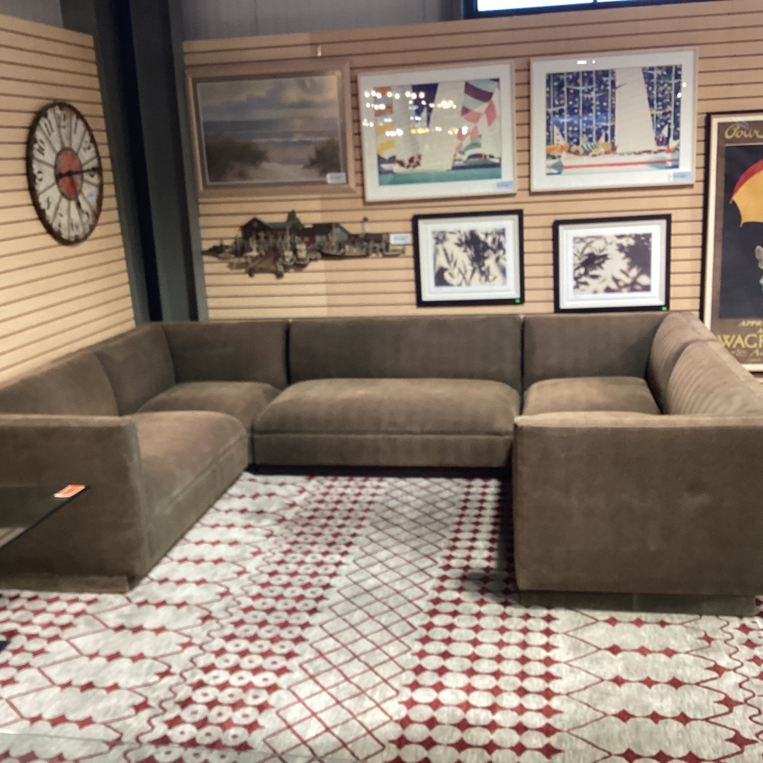 Custom Brown Texture Woven 5 Piece Sectional 132'x 92"x 39"x 29"