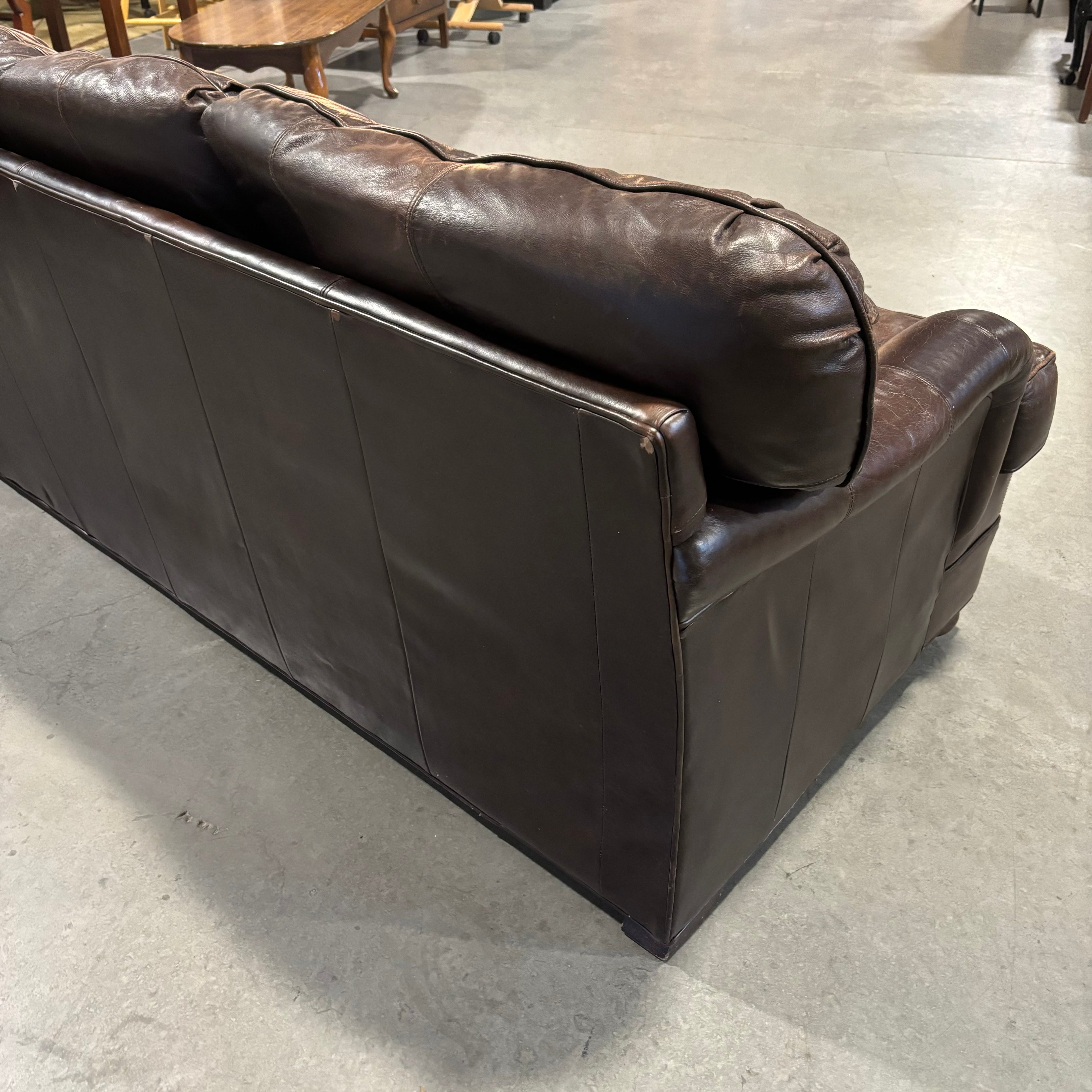 Vanguard Furniture American Bungalow Three Cushion Genuine Leather Sofa 84"x 36"x 30"