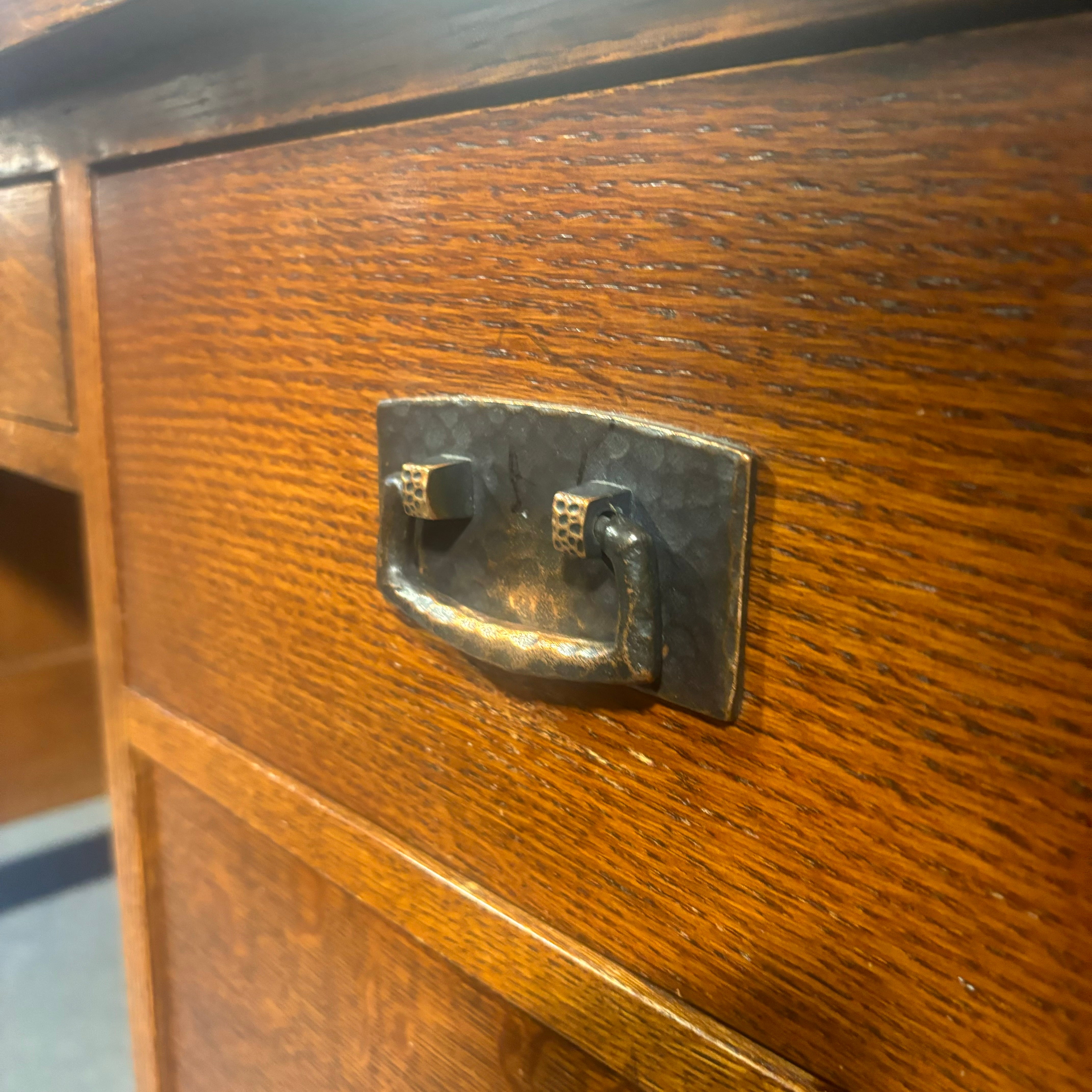 Stickley Solid Wood 5 Drawer with Hammered Copper Pulls Desk 72"x 36"x 30.5"