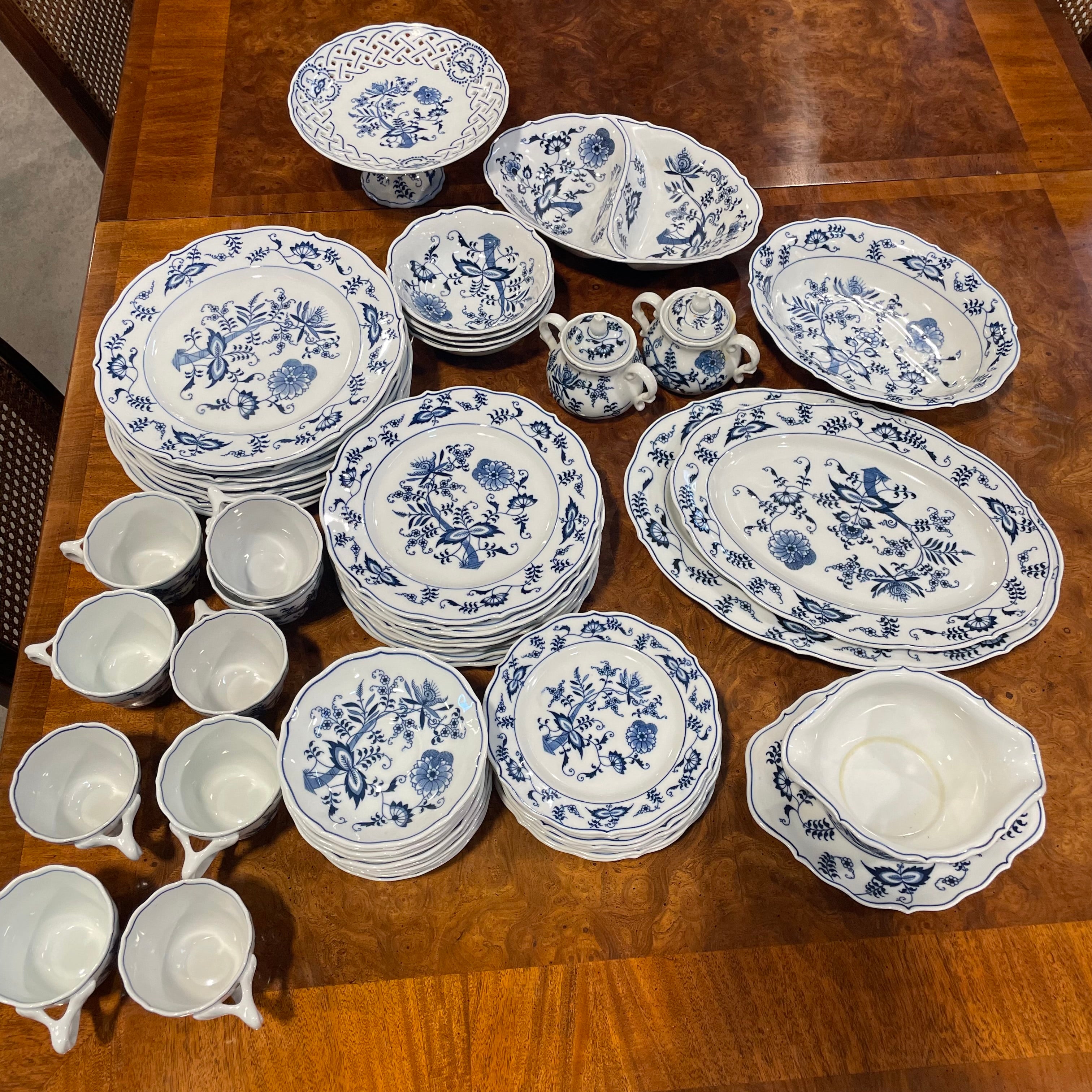 Set of 59 Pieces Vintage Blue Danube Onion China Dinnerware, Made in Japan