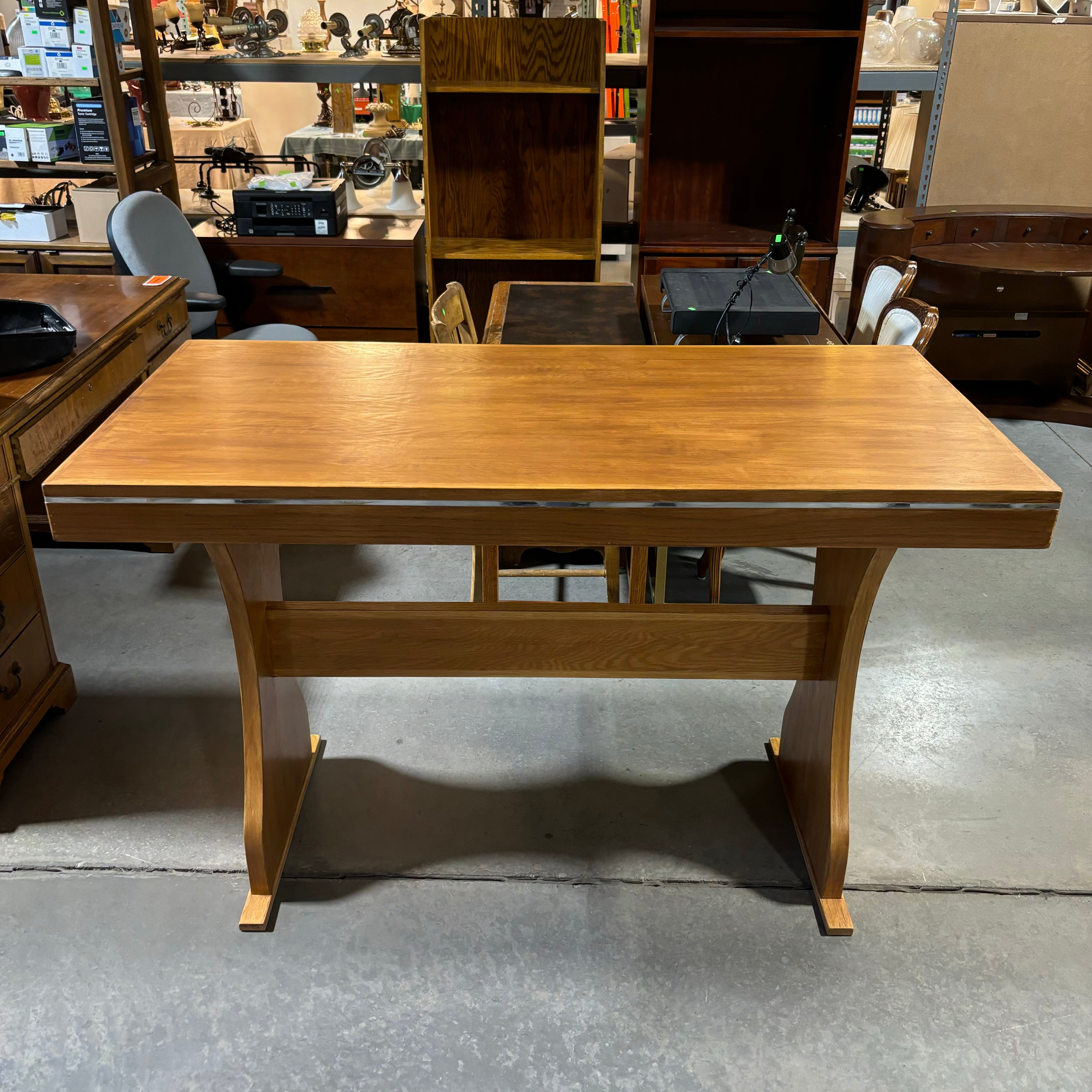 Medium Finish Wood with Trestle & Chrome Accent Desk 60"x 30"x 39"