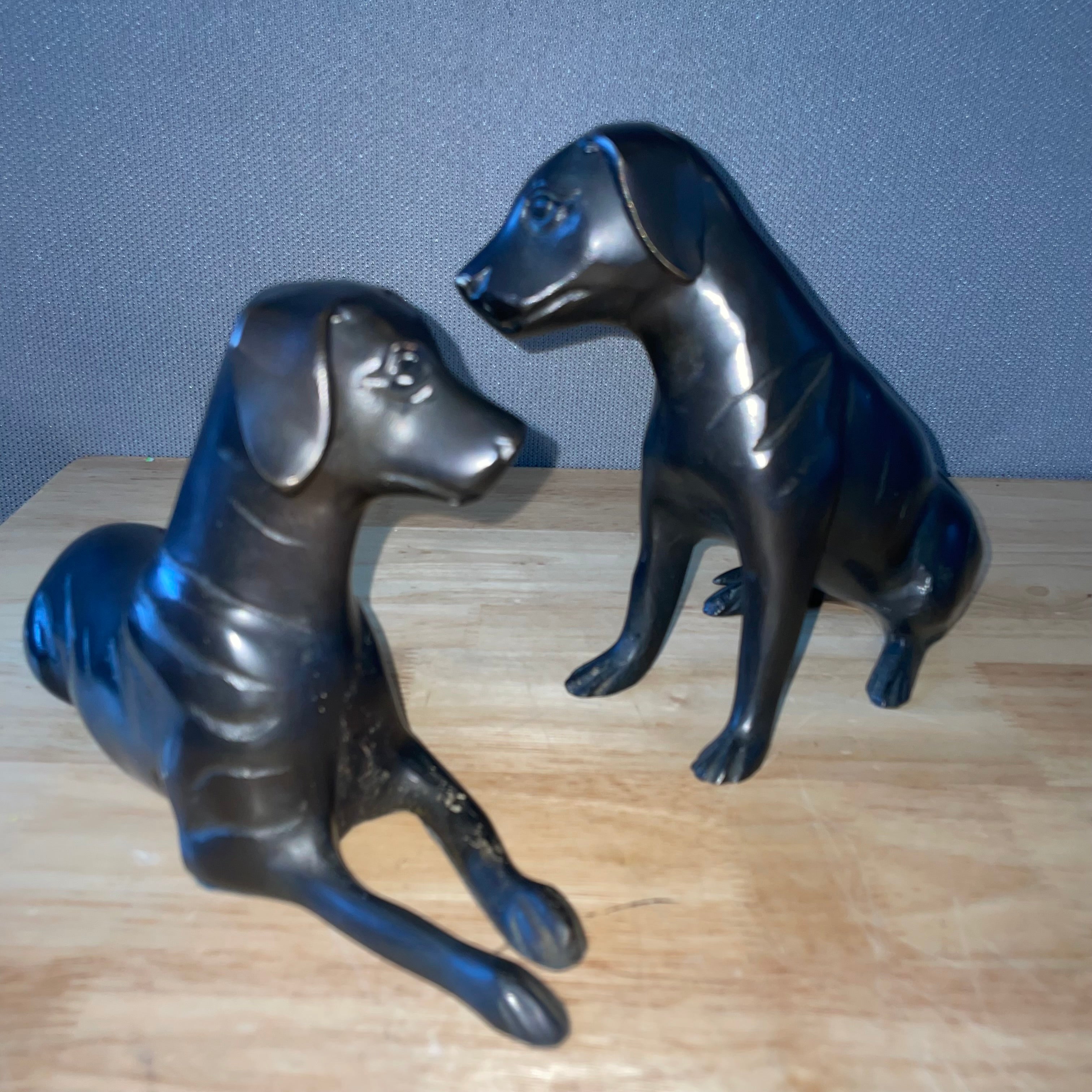 Vintage Cast Iron Greyhound Figurines, Pair