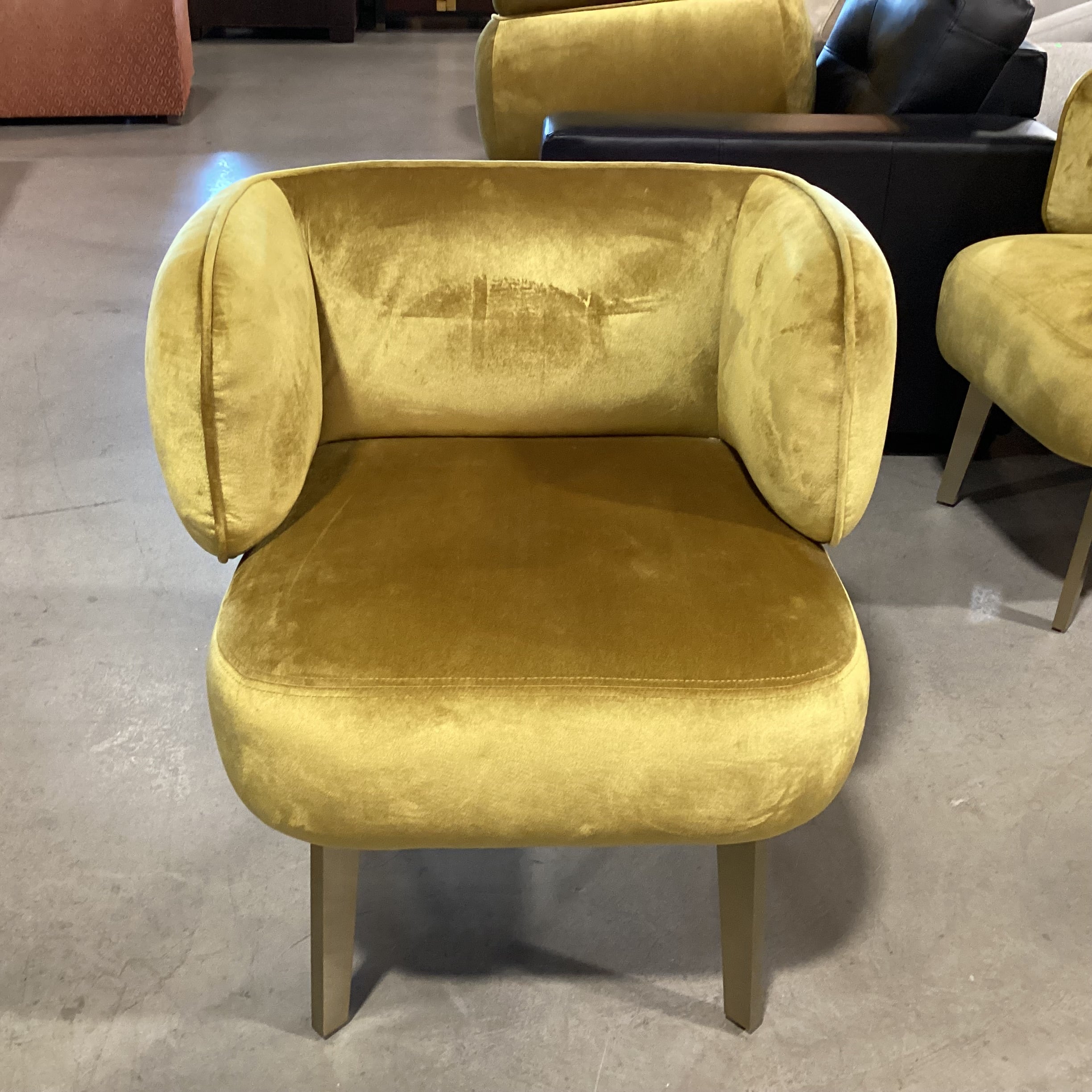 I was Made for You Interior Define Saffron Velvet & Gold Metal Modern Chair 27"x 24"x 30"