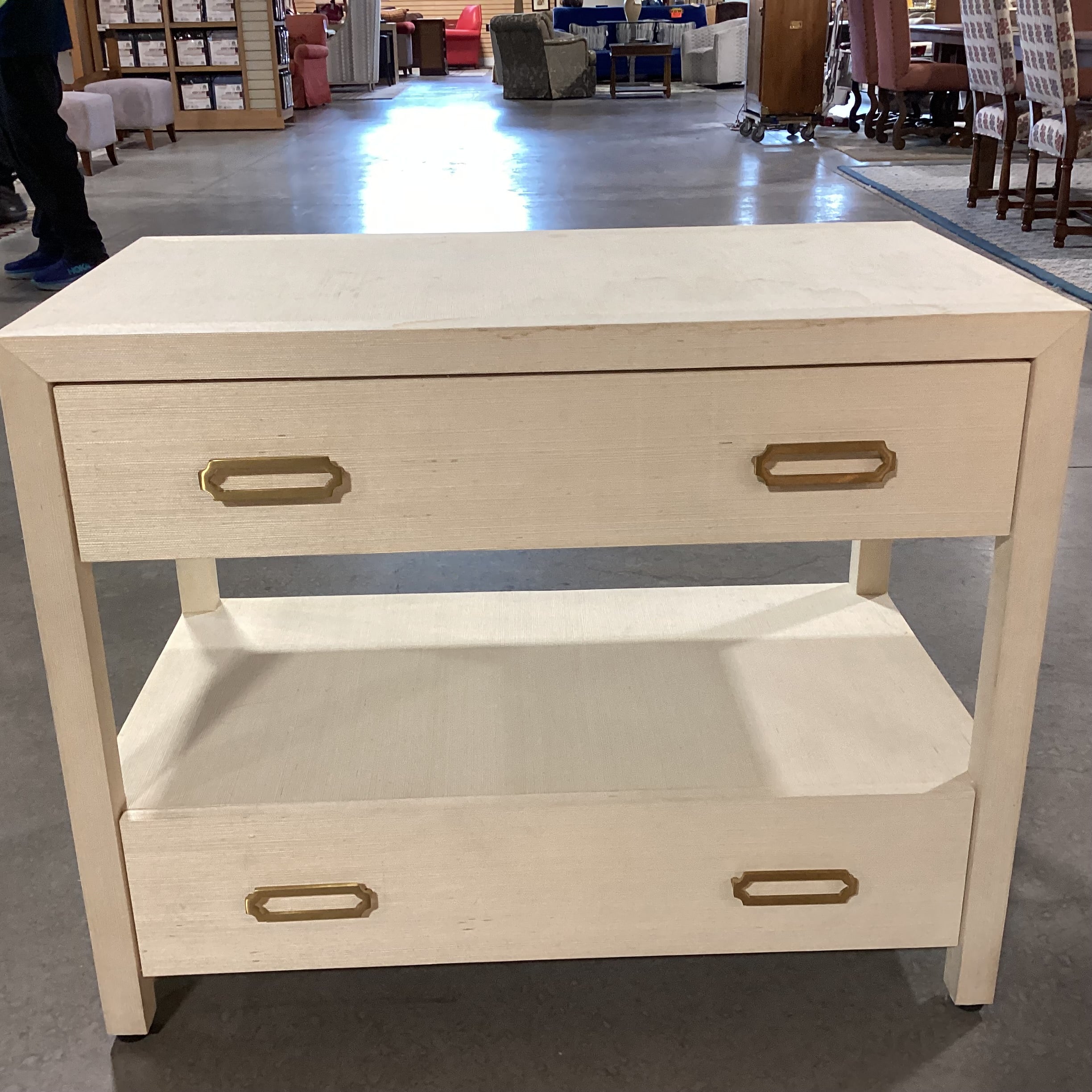 Mitchell Gold & Bob Williams Natural Raffia Wrapped 2 Soft Close Drawers Nightstand 34"x 19.5"x 27.5"