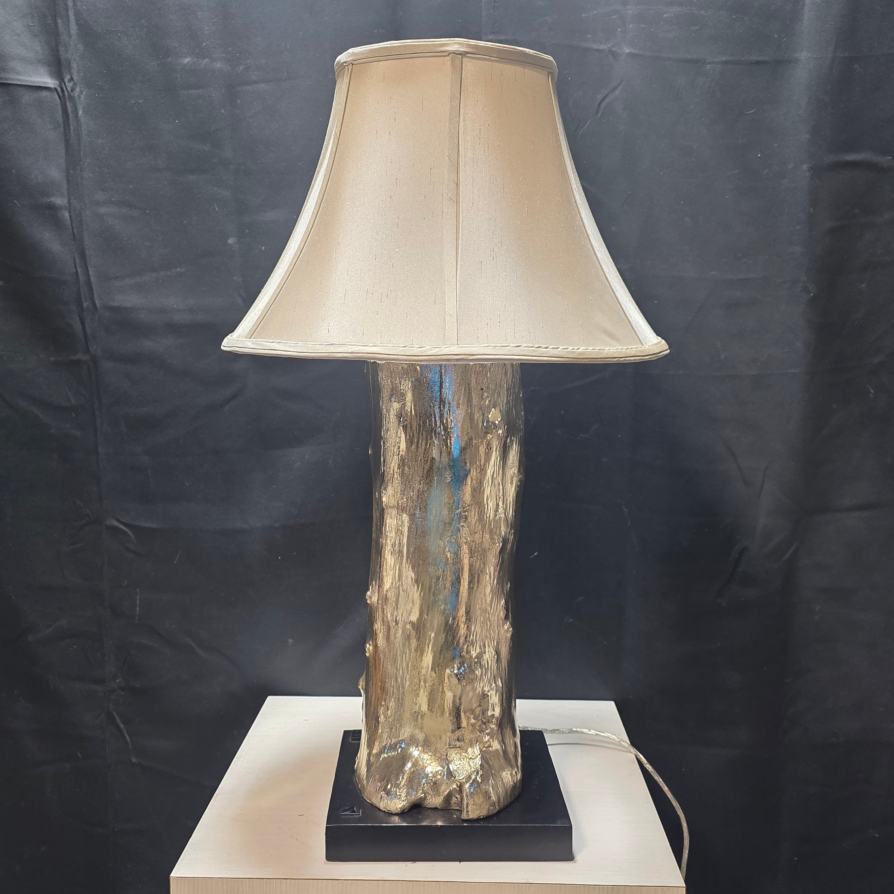 Organic Silver Tree Stump Table Lamp with Plug In Feature 10"x10"x32"