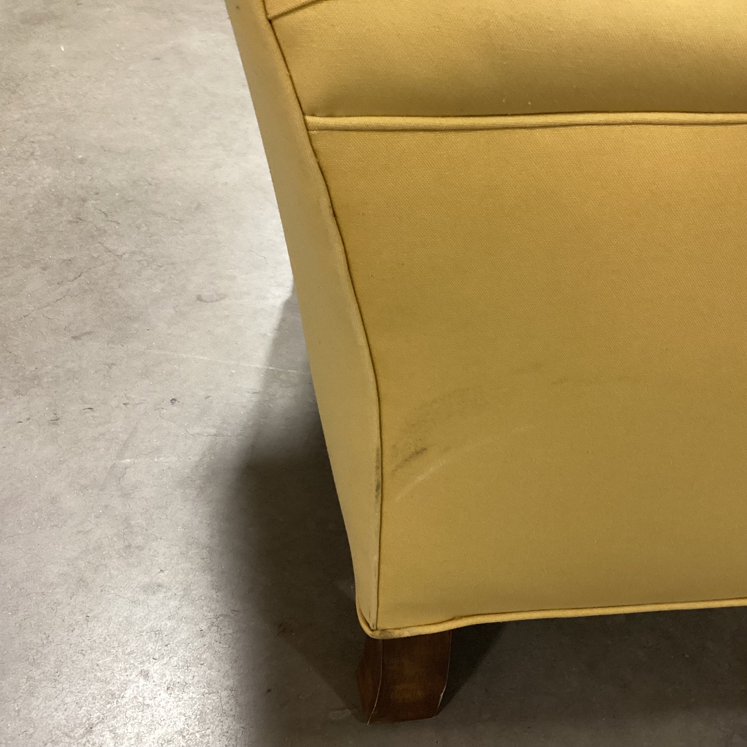 Custom Yellow Canvas Style & Down Roll Back & Arm Detail Chair 34"x 38"x 35"