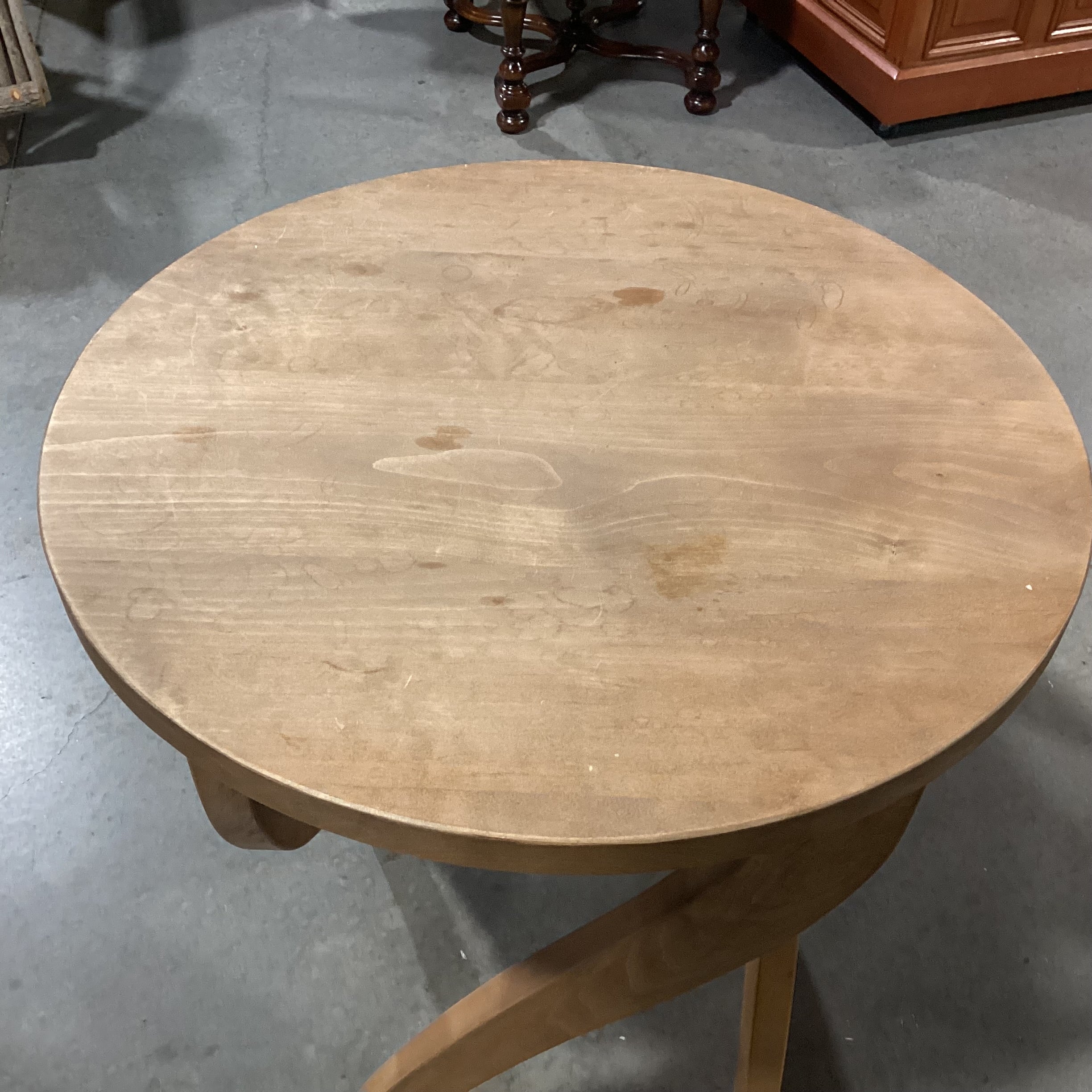 Jaume Torras Style Natural Wood Round & Sculpted Carved Legs End Table 24" Diameter x 29"