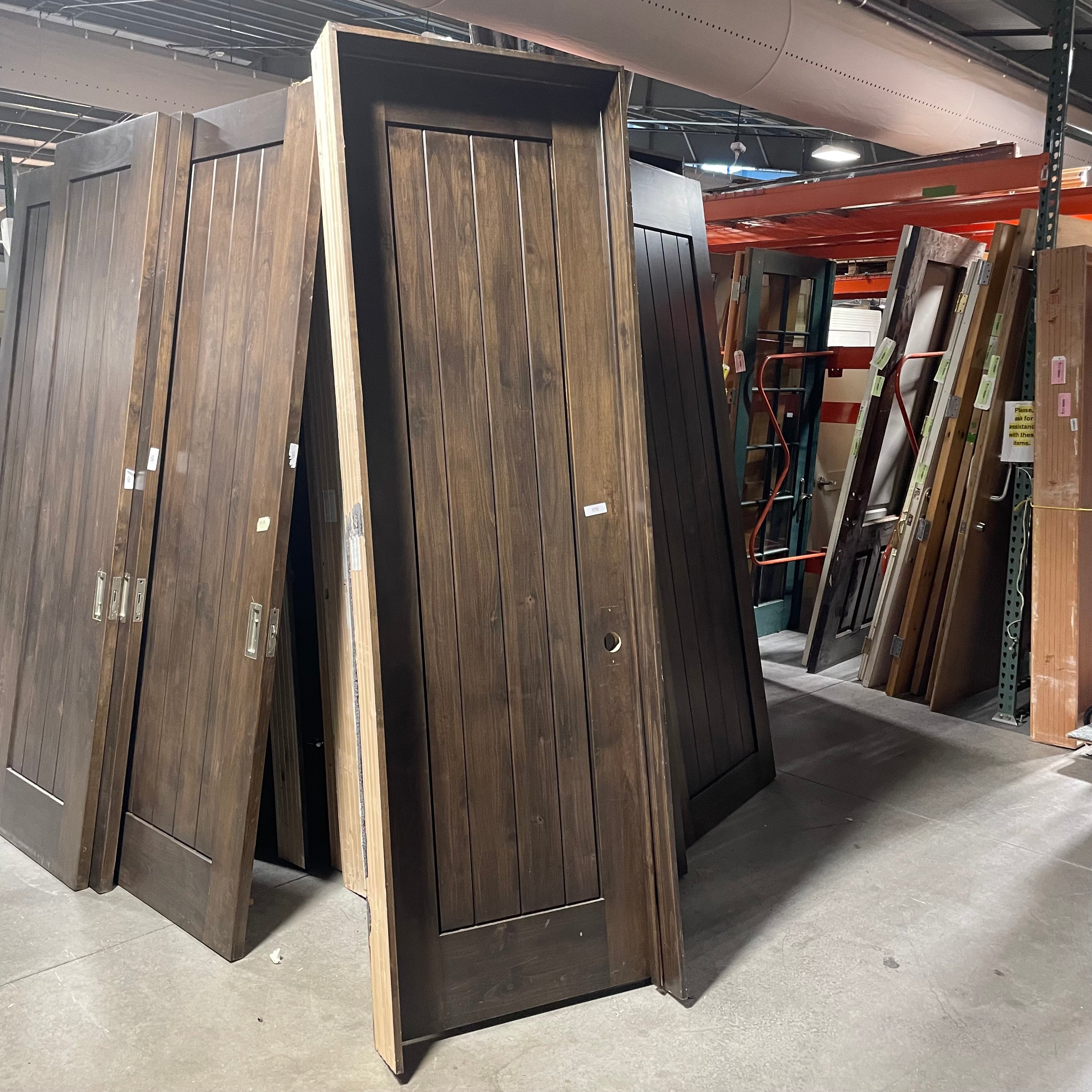 29.75"x 96"x 1.75" Rough Opening 31.5"x 97.5"x 6.75" Brown Vertical Lined Wulnut Interior Door with Jamb