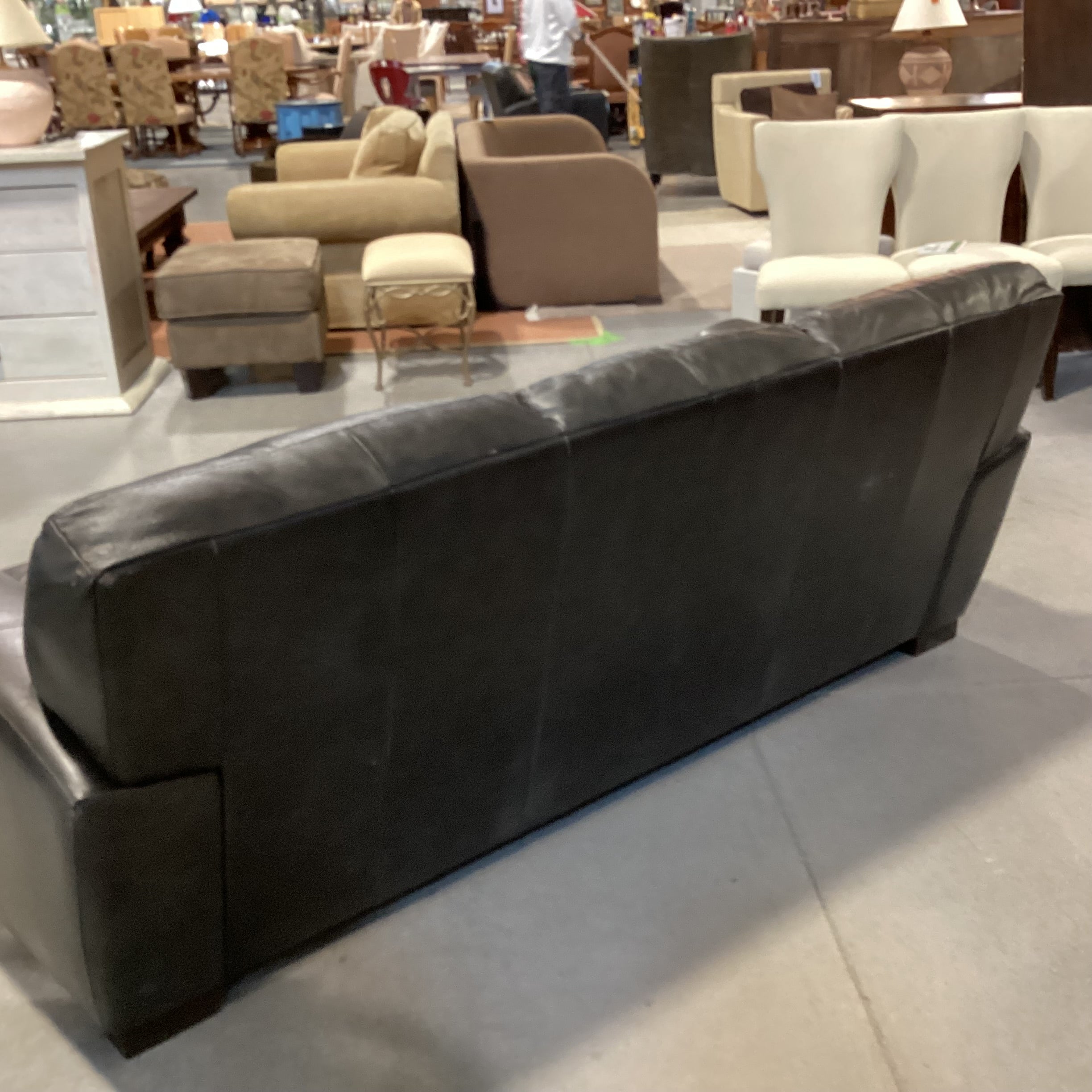 Soft Line Italian Dark Grey Leather Sofa 87"x 40"x 34"