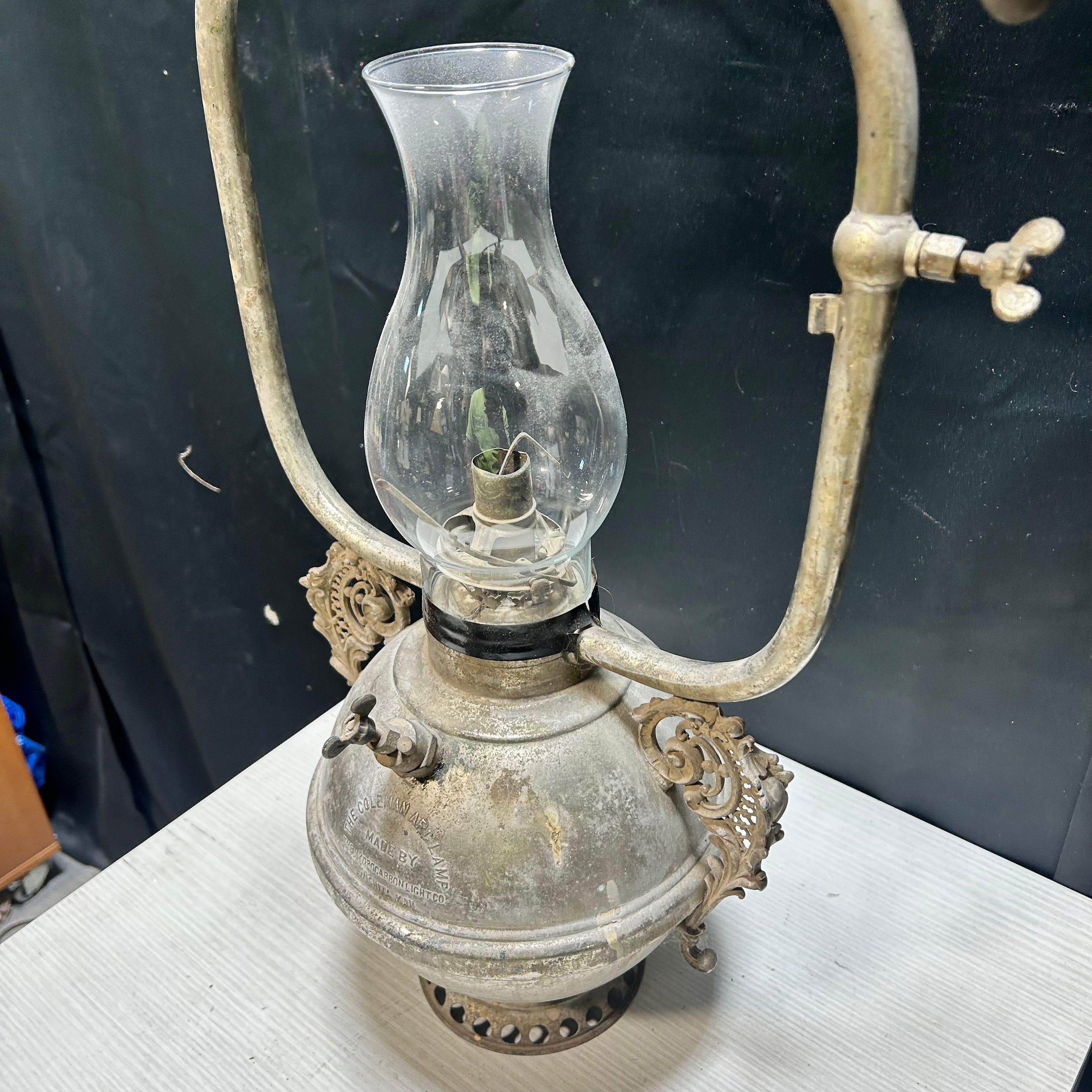 Antique Coleman Arc Lamp  13.5"x 32.5"