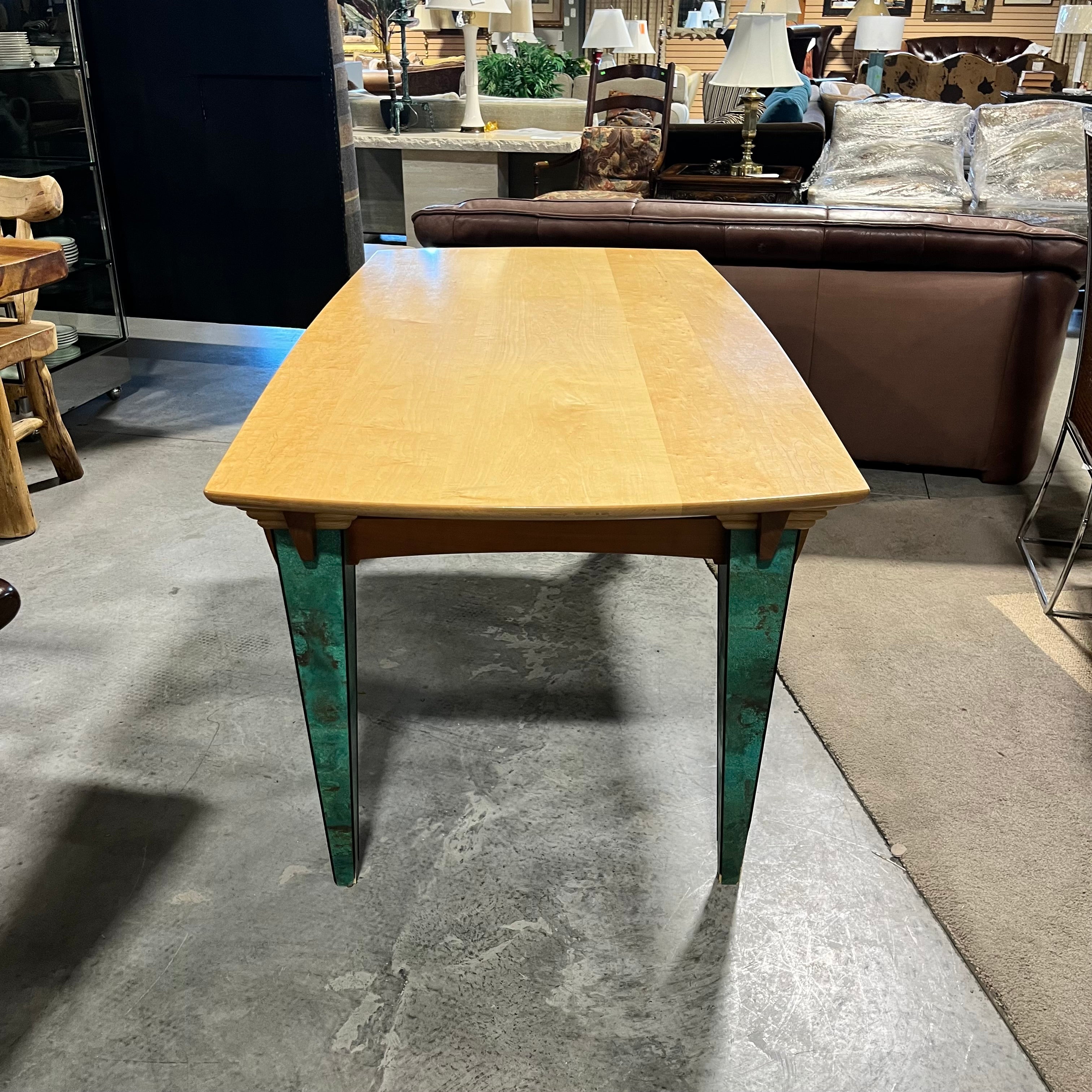 Maple Top with Green Legs Dining Table 72" x 36" x 29"
