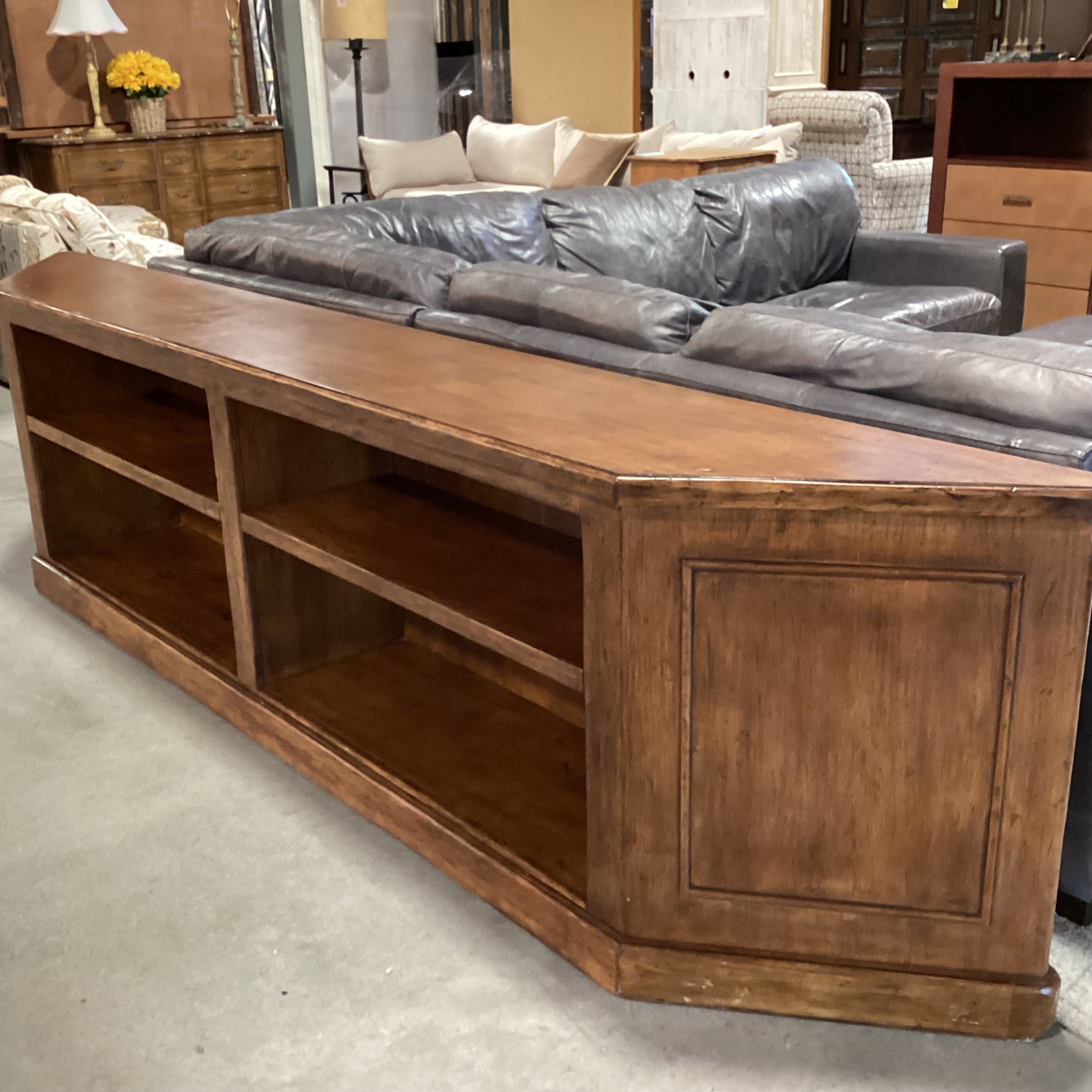 Distressed Finish Solid Wood with Shelves Console Sofa Table 119"x 16"x 30.5"