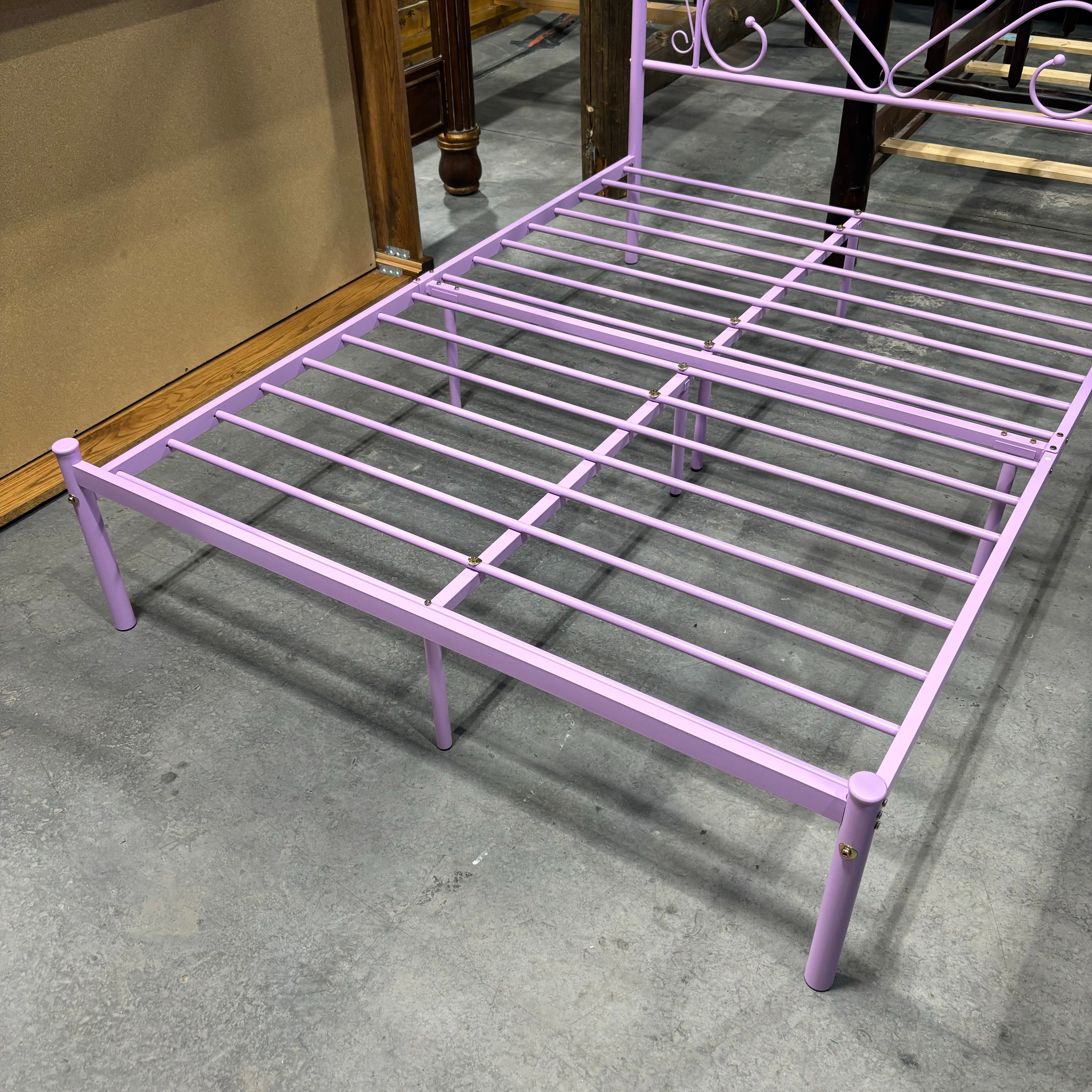FULL Purple Ornate Metal Headboard Platform Bed 56"x 78"x 42"