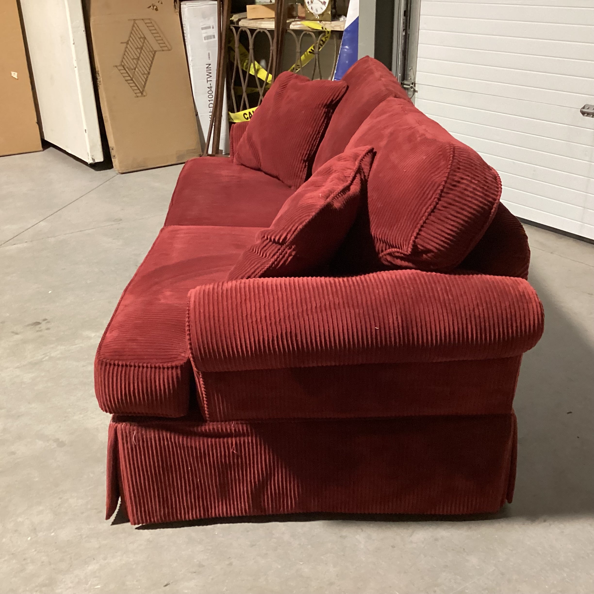 Jonathan Louis Merlot Wide Ribbed Plush Corduroy Full Sleeper Slofa 83"x 39"x 30"