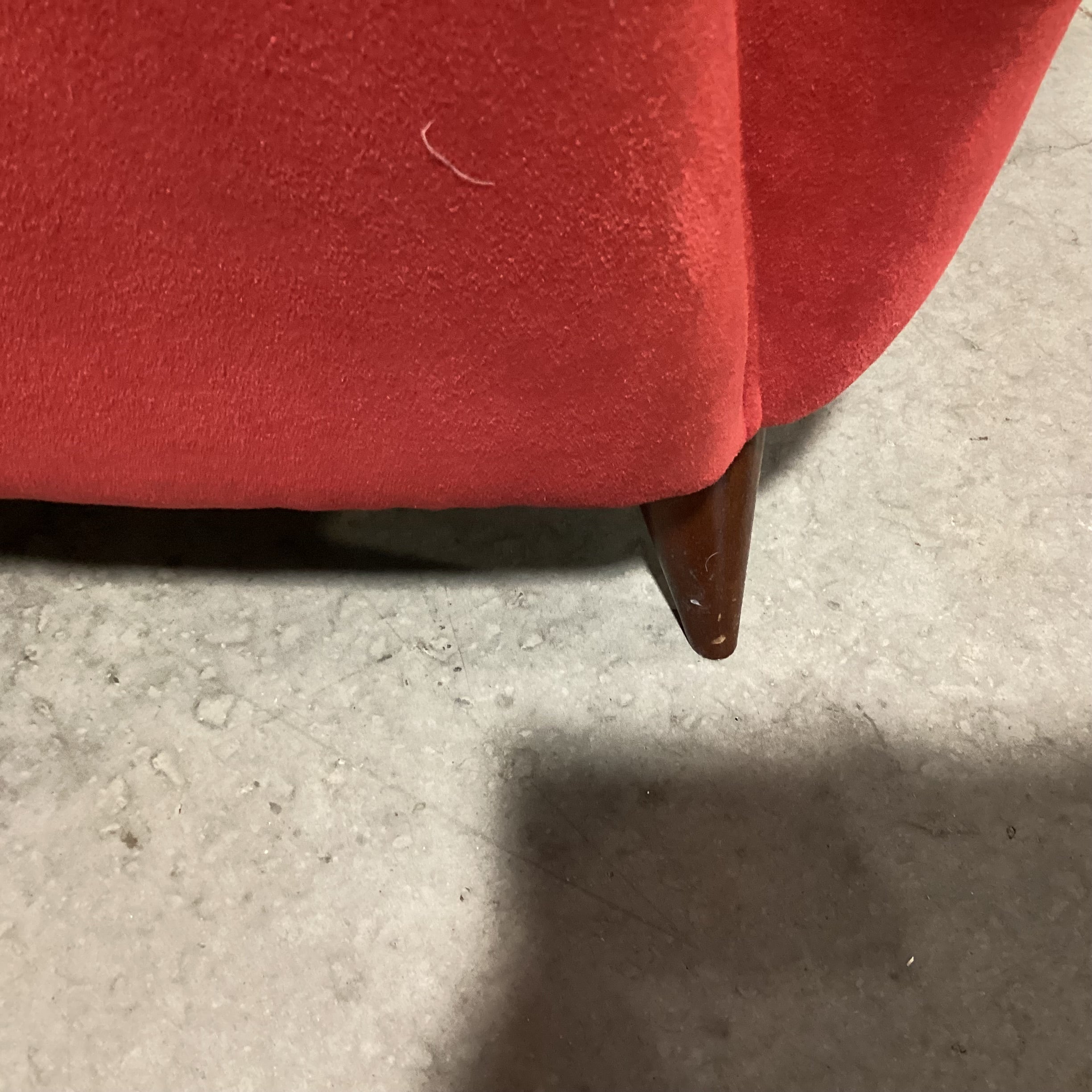 American Leather Furniture Mid Century Style Red Ultra Suede Chair 24"x 35"x 36"