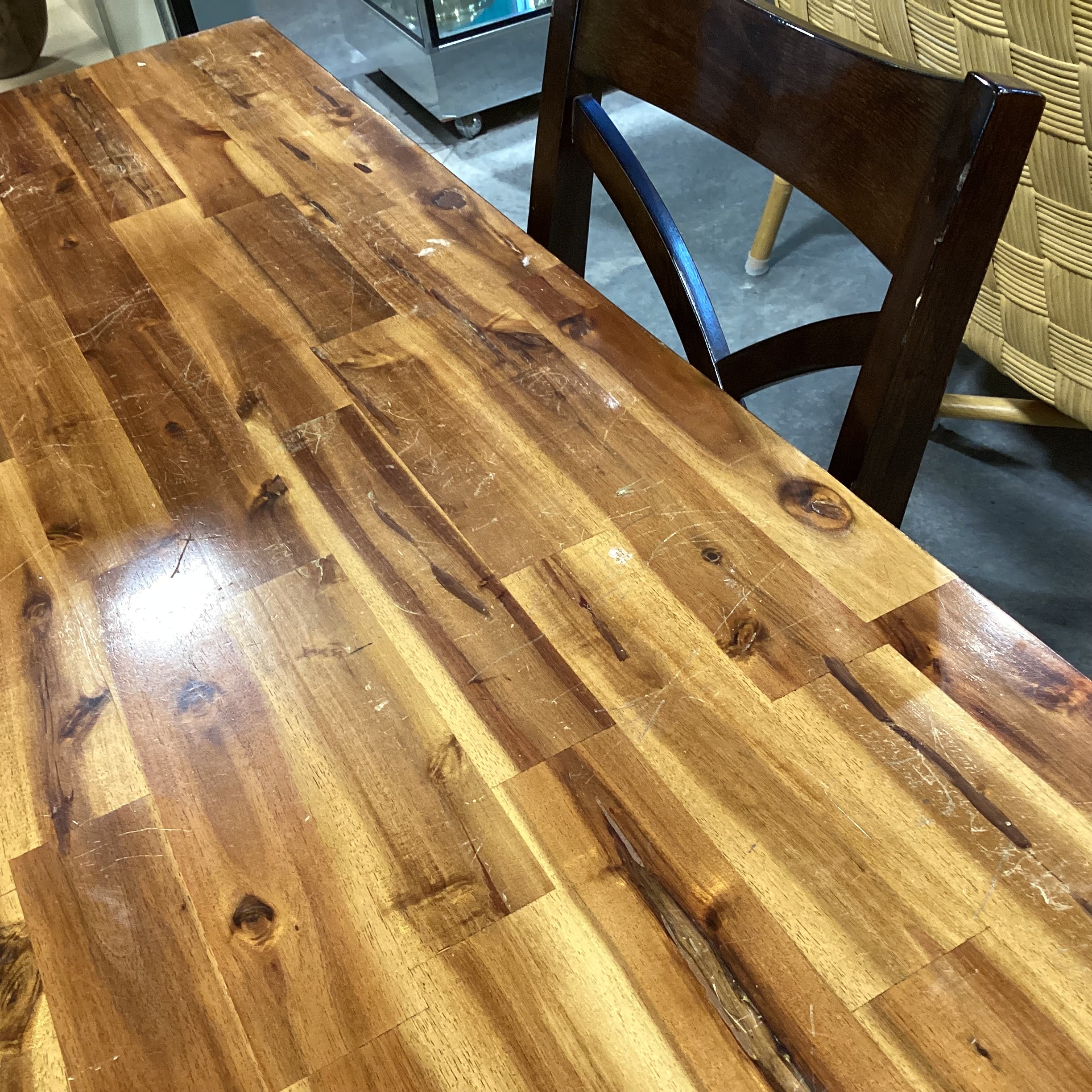 Light & Dark Finished Wood Table with 4 Chairs Dining Set 60"x 36"x 30"