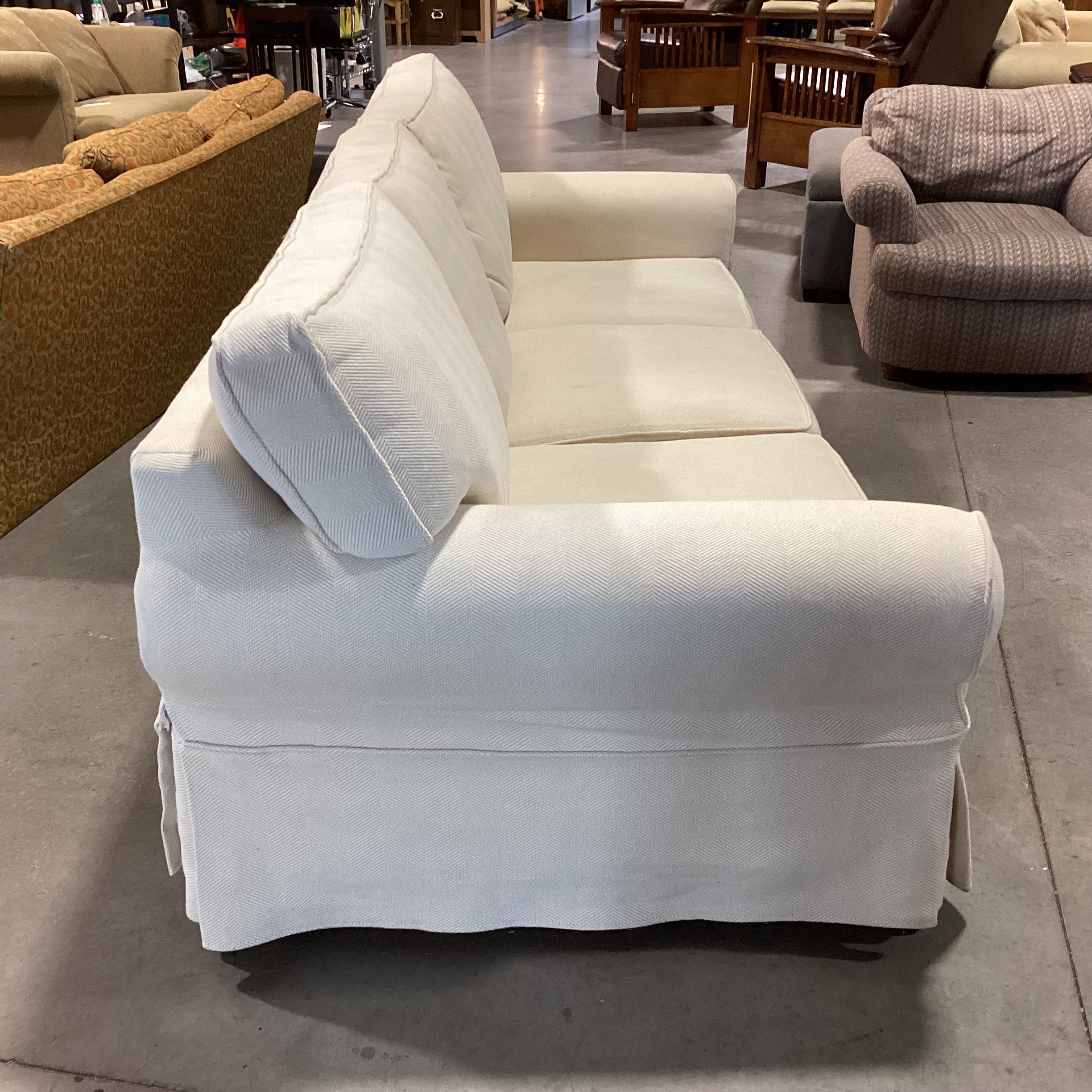 Pottery Barn Cream Woven Slip Covered Sofa 94"x 41"x 30"