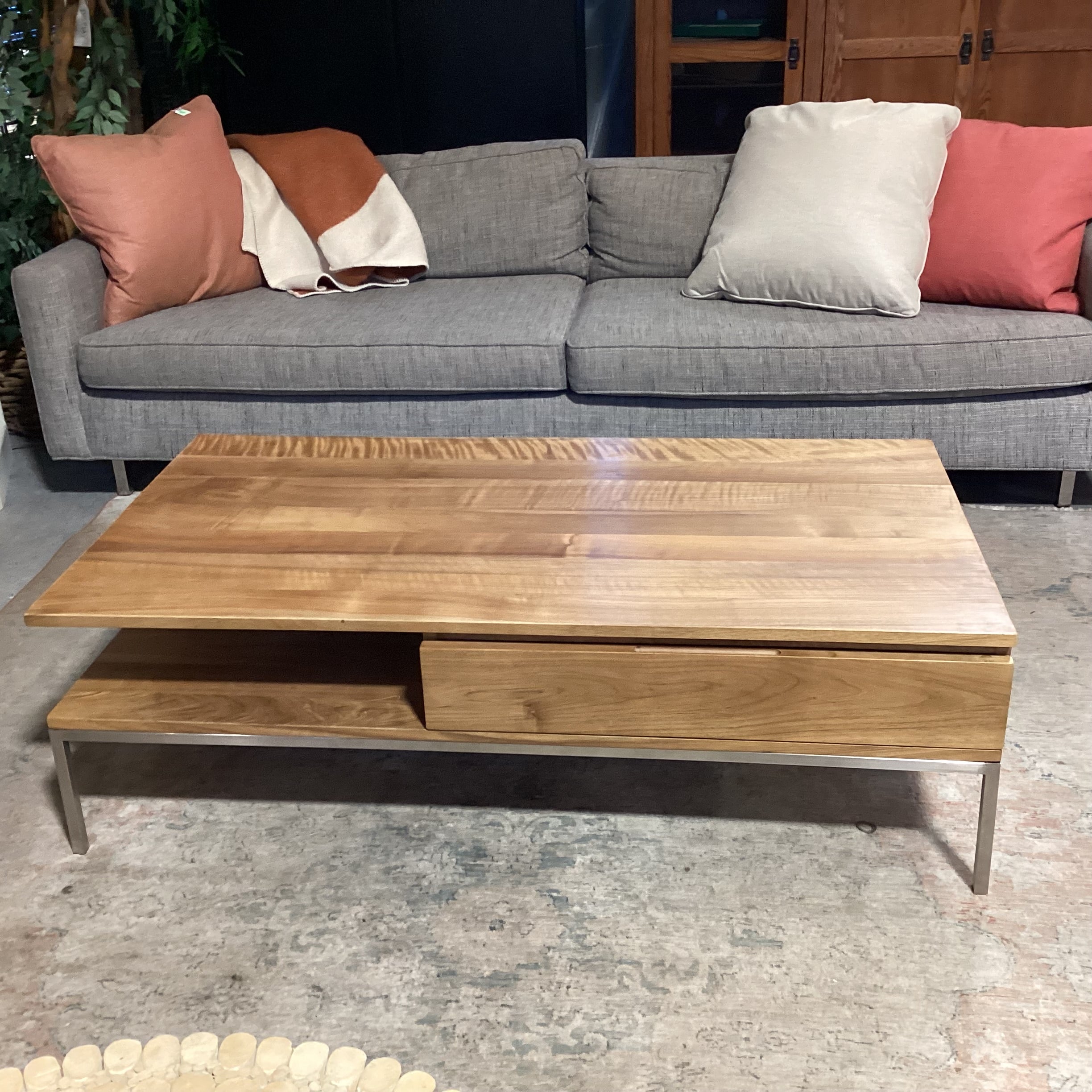 Gingko Furniture Mid Century Style Natural Walnut Soho Coffee Table 54"x 28"x 17"