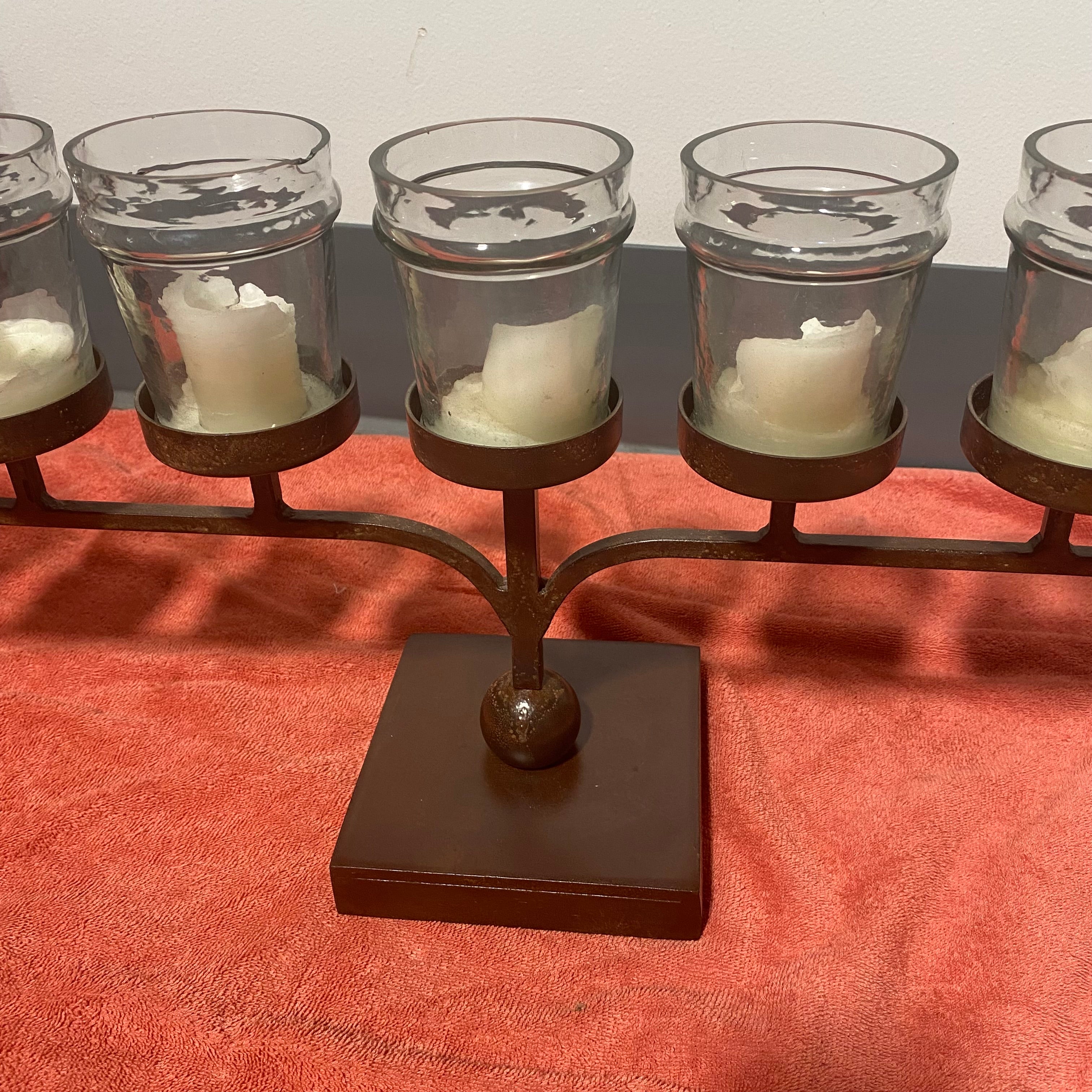 Rustic Metal 9 Candle Home Decor 35"x 6"x 12"