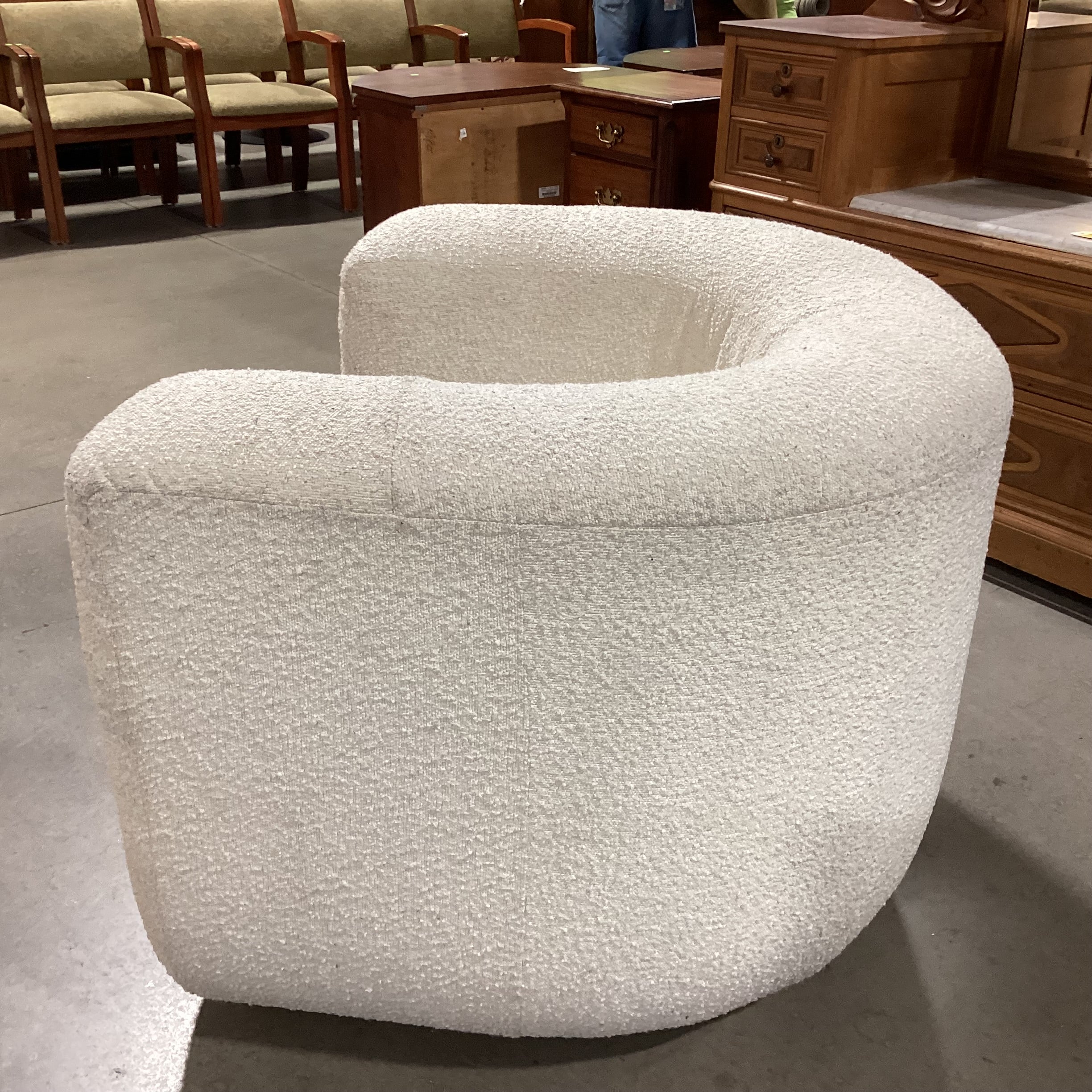 Contemporary Ivory Boucle Chair 41"x 34"x 29"