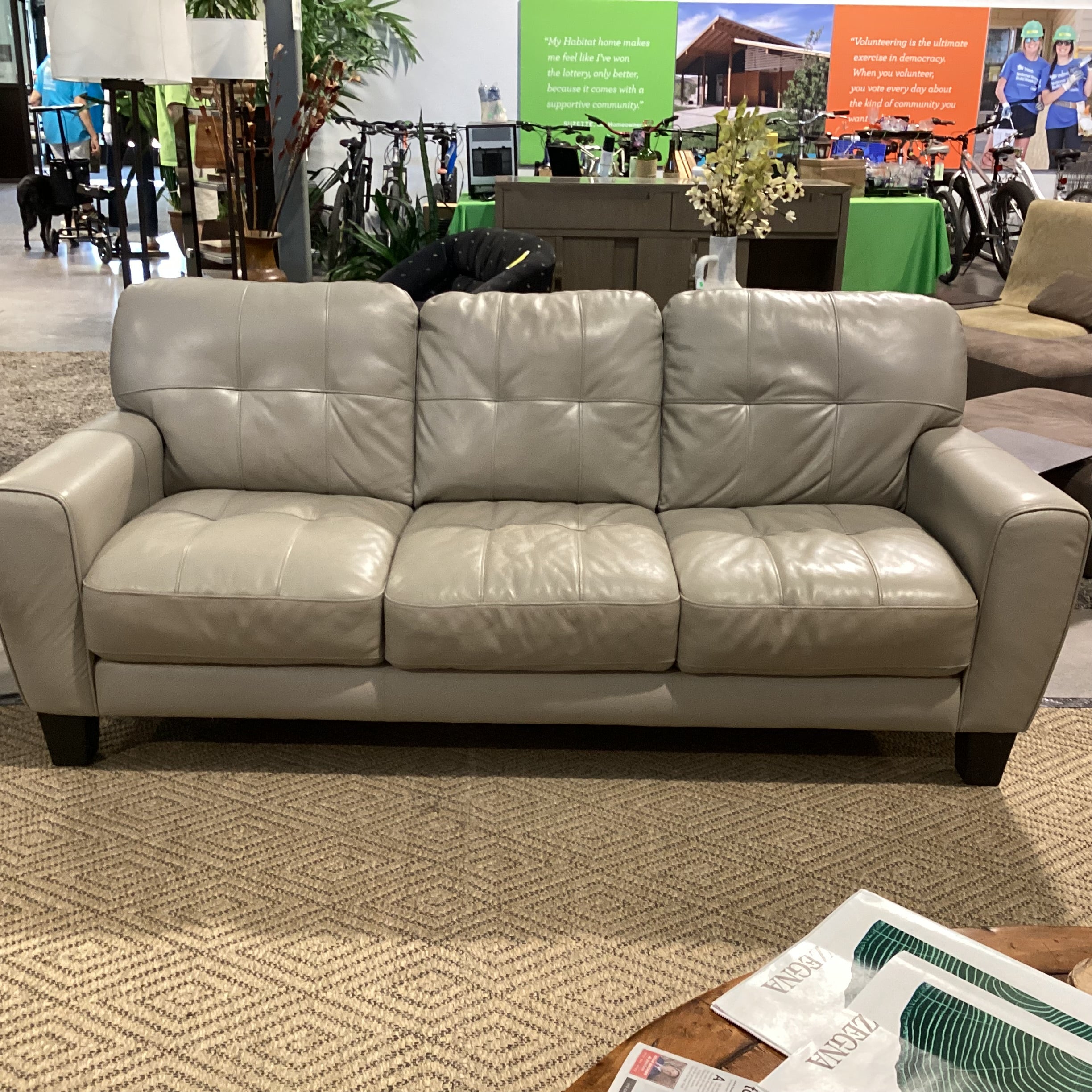 Grey Faux Sofa 84"x 38"x 36"