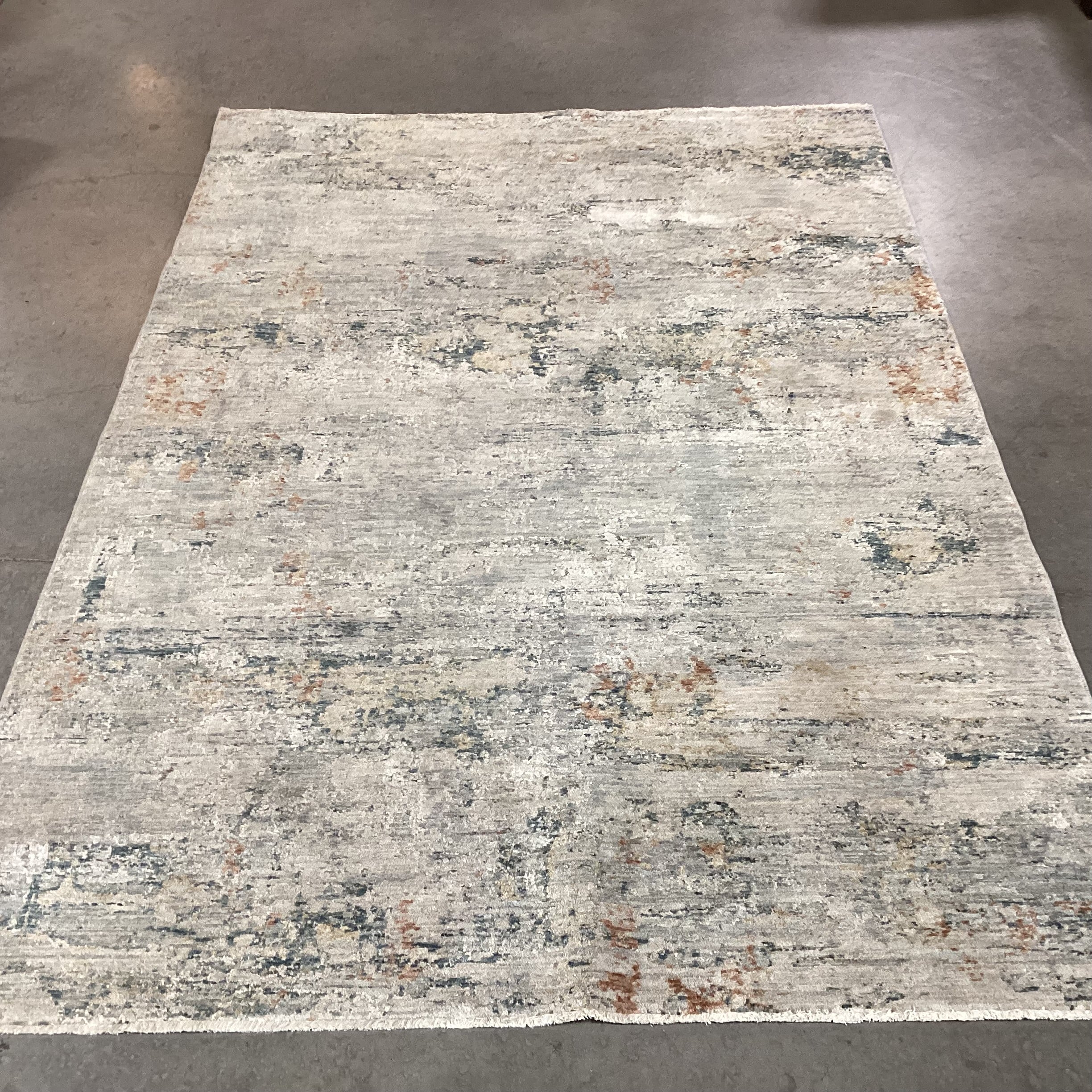 Surya LaiLa Grey Blue Rust Flatweave Poly Rug 5'x 7'5"
