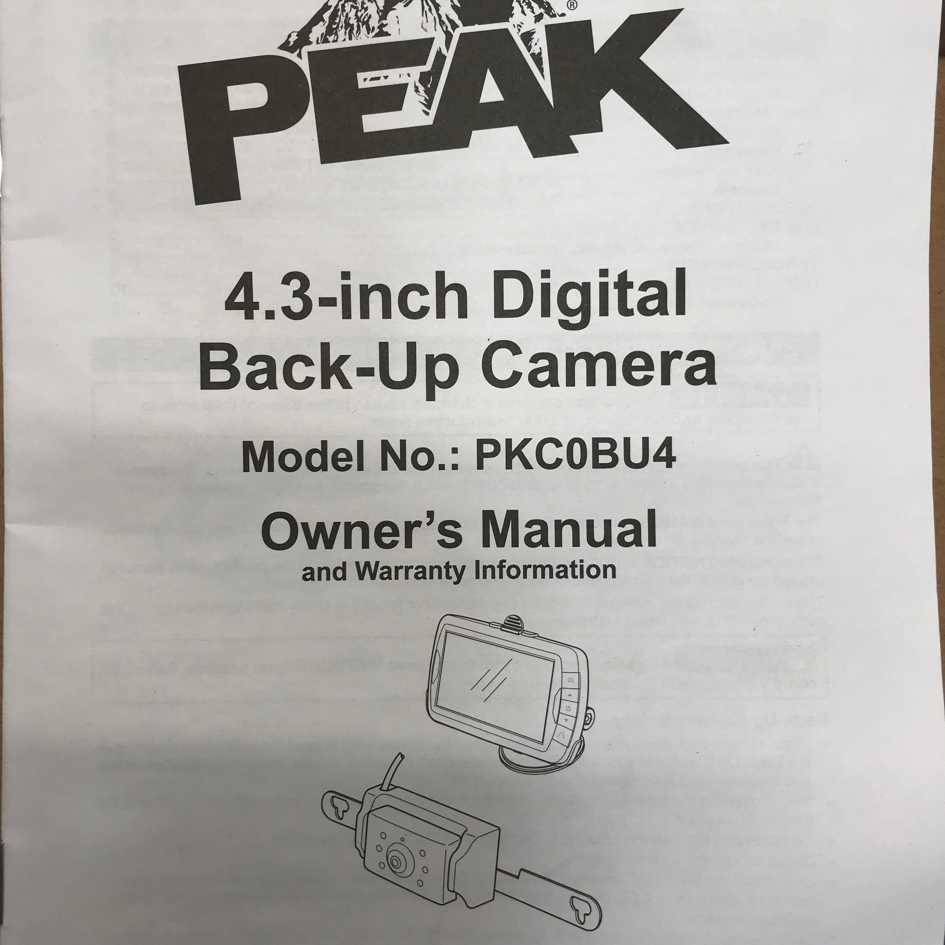 Peak 4.3" Digital Back-Up Camera