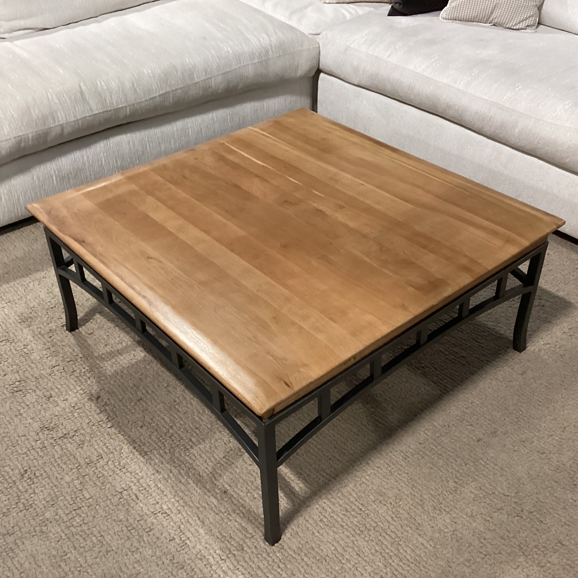 Wood & Metal with 4 Sided Pullout Top Coffee Table 38"x 38"x 17"