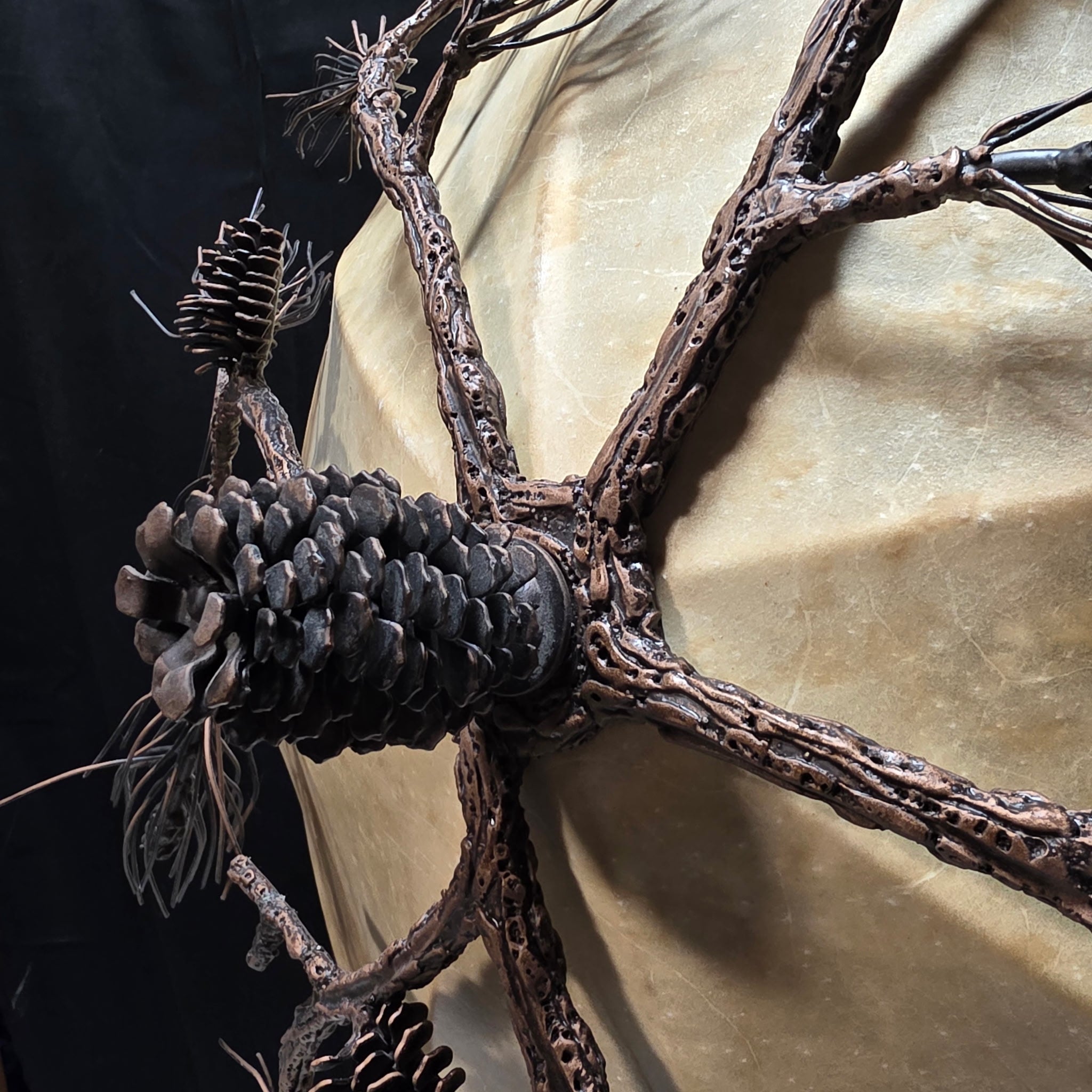 Raw Hide Pine Cone Tree Branch Wall Art 26"