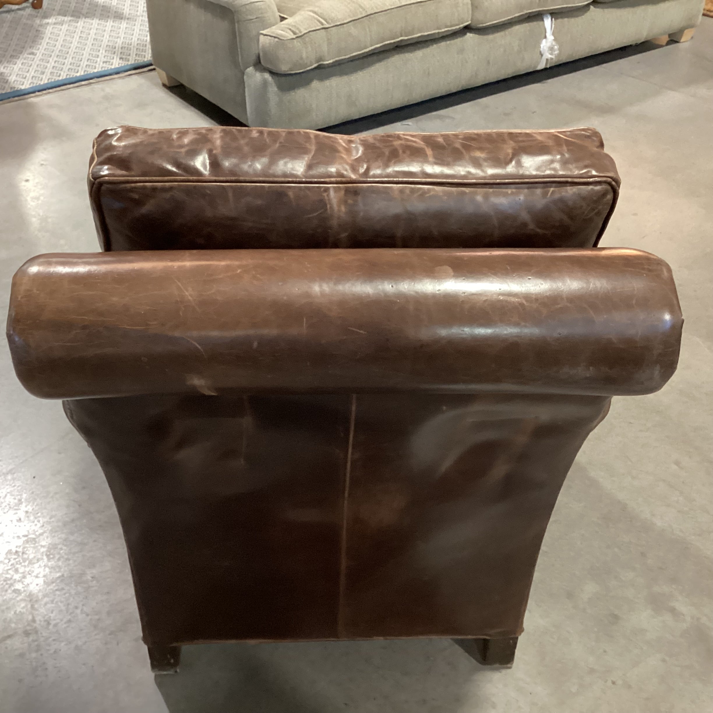 Distressed Leather Nailhead Club Chair 32"x 42"x 38"