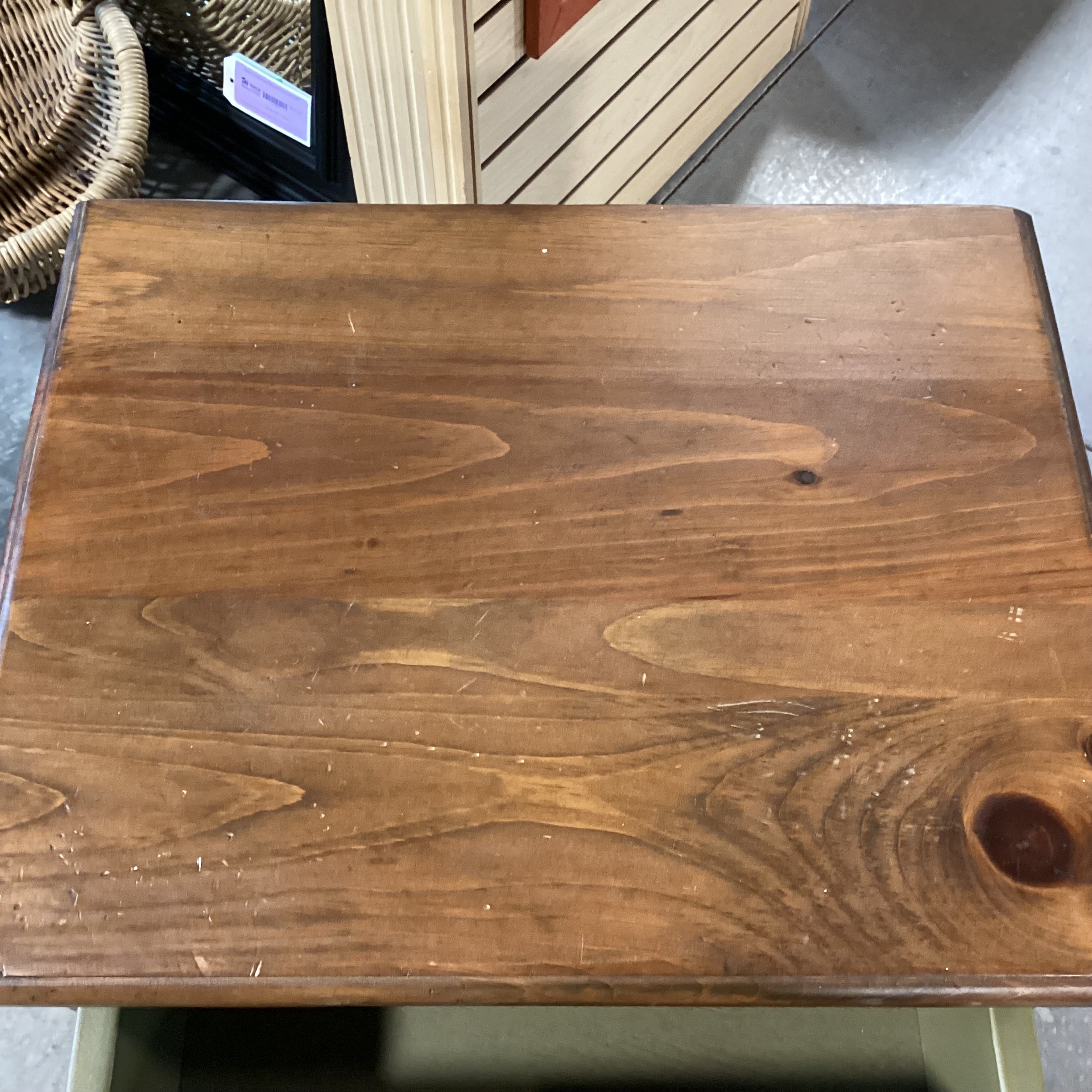 Rustic Distressed Pine with Olive Accent 3 Drawer Nightstand 20"x 16"x 26.5"