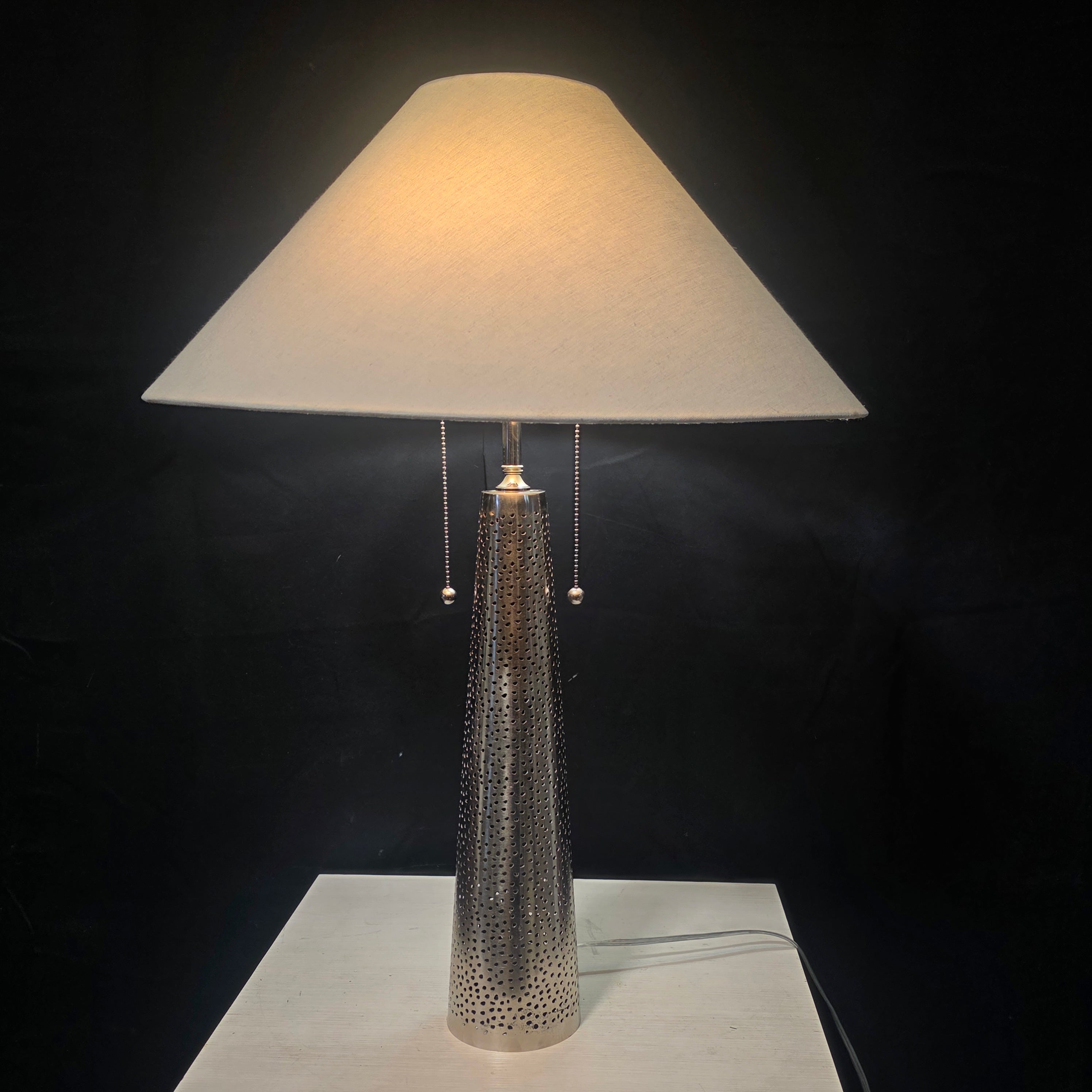 Arterois Hand Hammered Silver Metal Table Lamp Made in India 22"Dx32"
