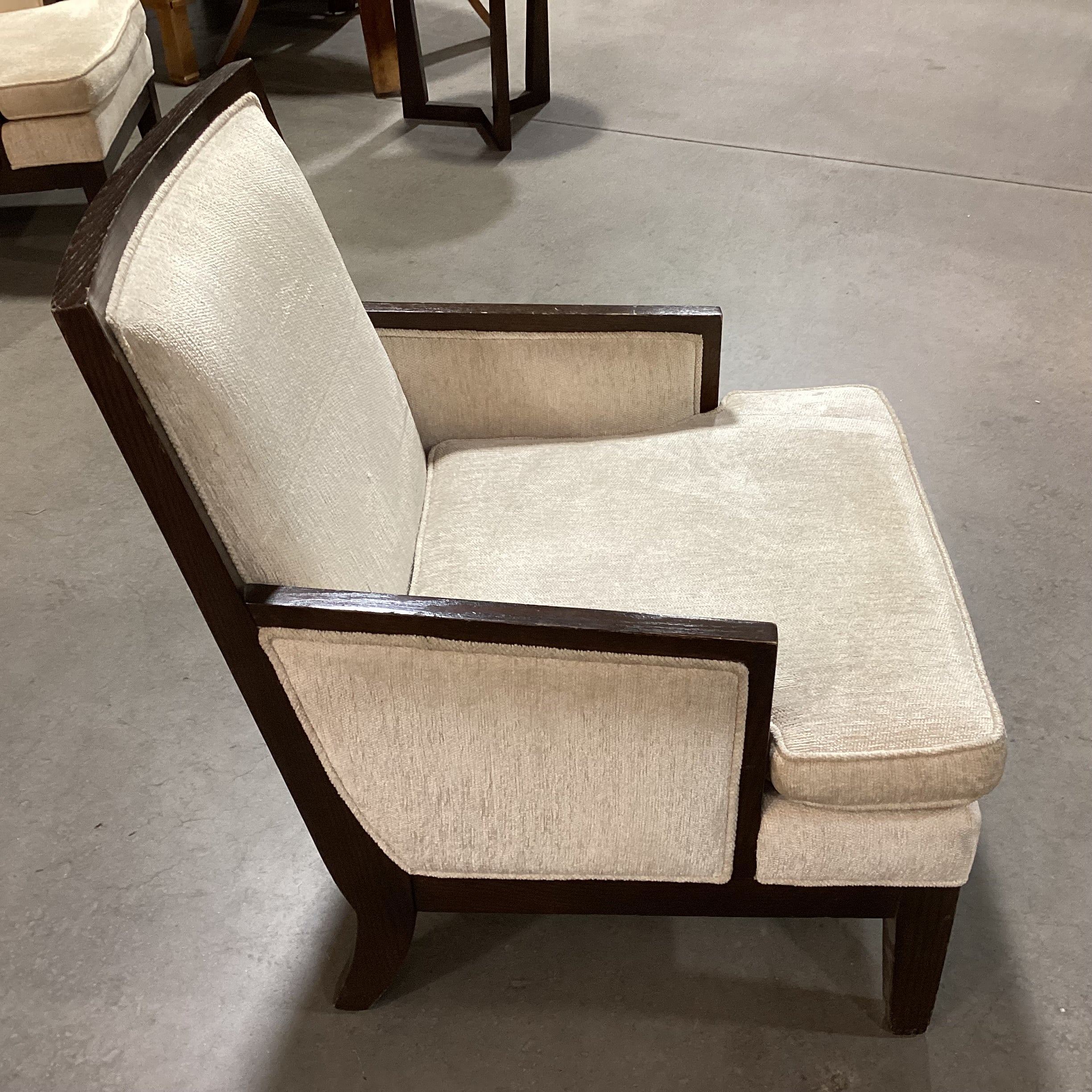 Quality Co. Ivory Chenille Woven & Dark Finish Wood Chair 25"x 30"x 33"