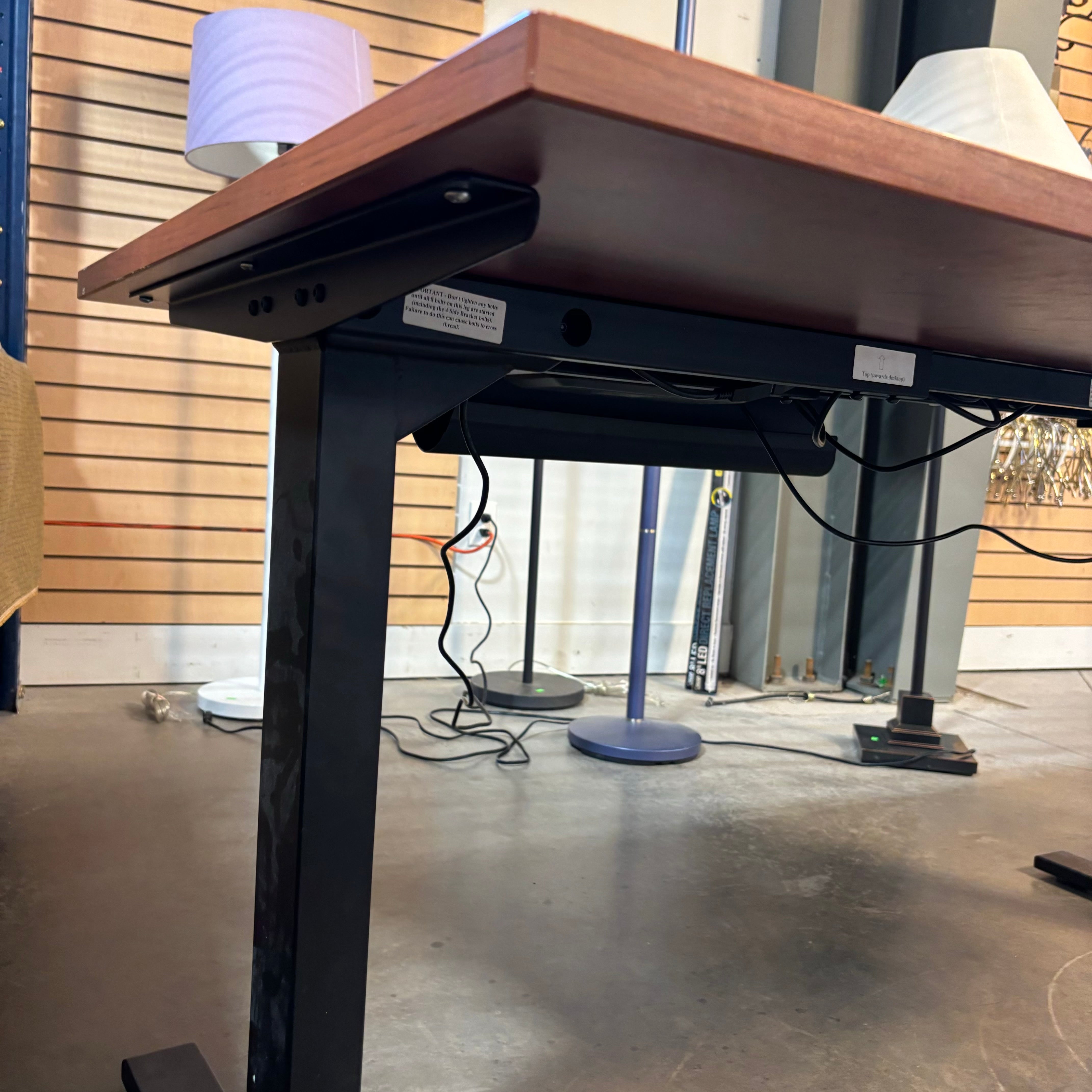 Uplift Red Wood Veneer Style  Adjustable Height Standing Desk 60"x 30"x 24" to 50"
