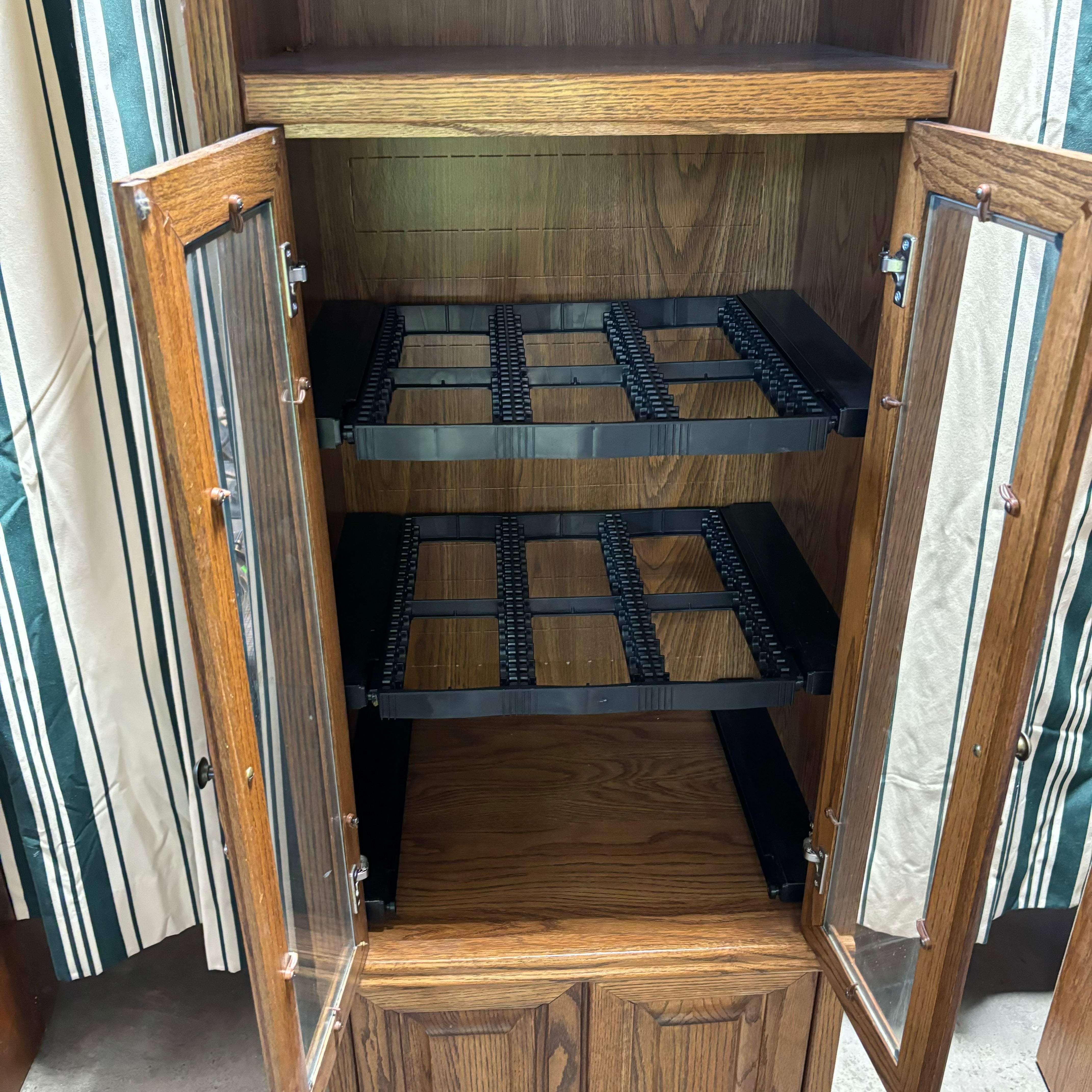 Dark Finish Solid Wood 4 Door with Brass Accents Display Bookcase 22"x 18"x 73"